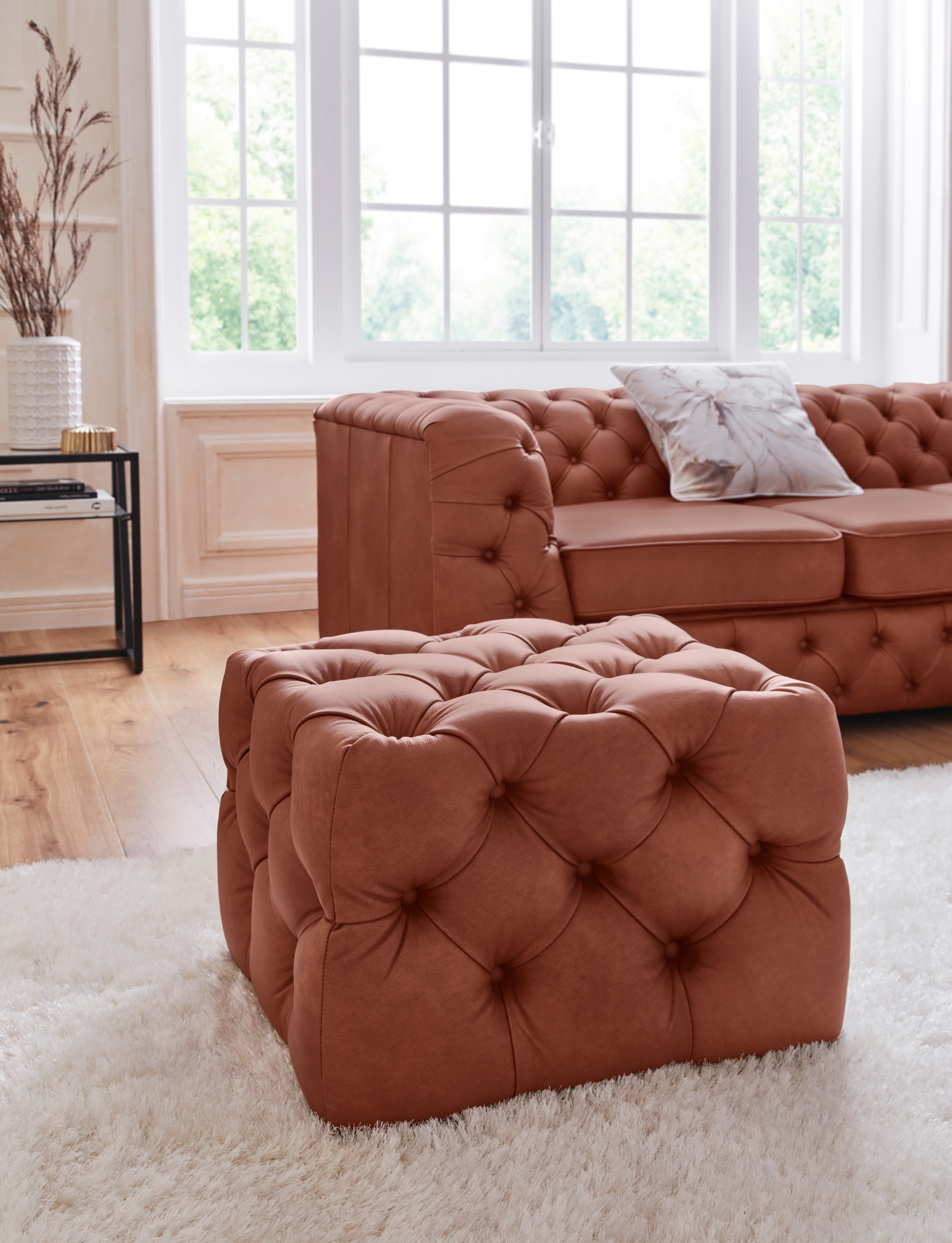 Home affaire Polsterhocker "Kalina", mit klassischer Chesterfield-Knopfheft günstig online kaufen