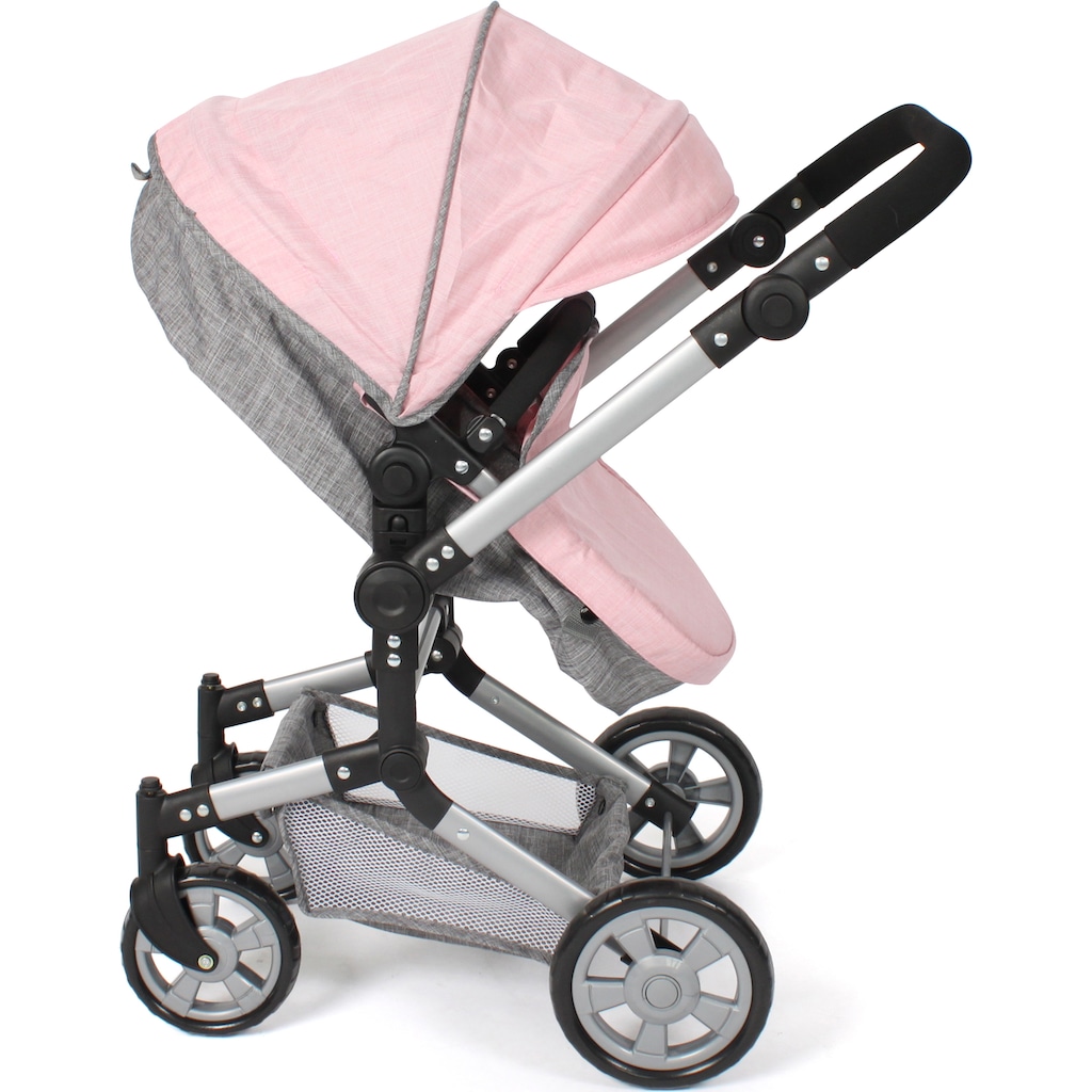 CHIC2000 Kombi-Puppenwagen »Linus, Melange Grau-Rosa«, (Set)