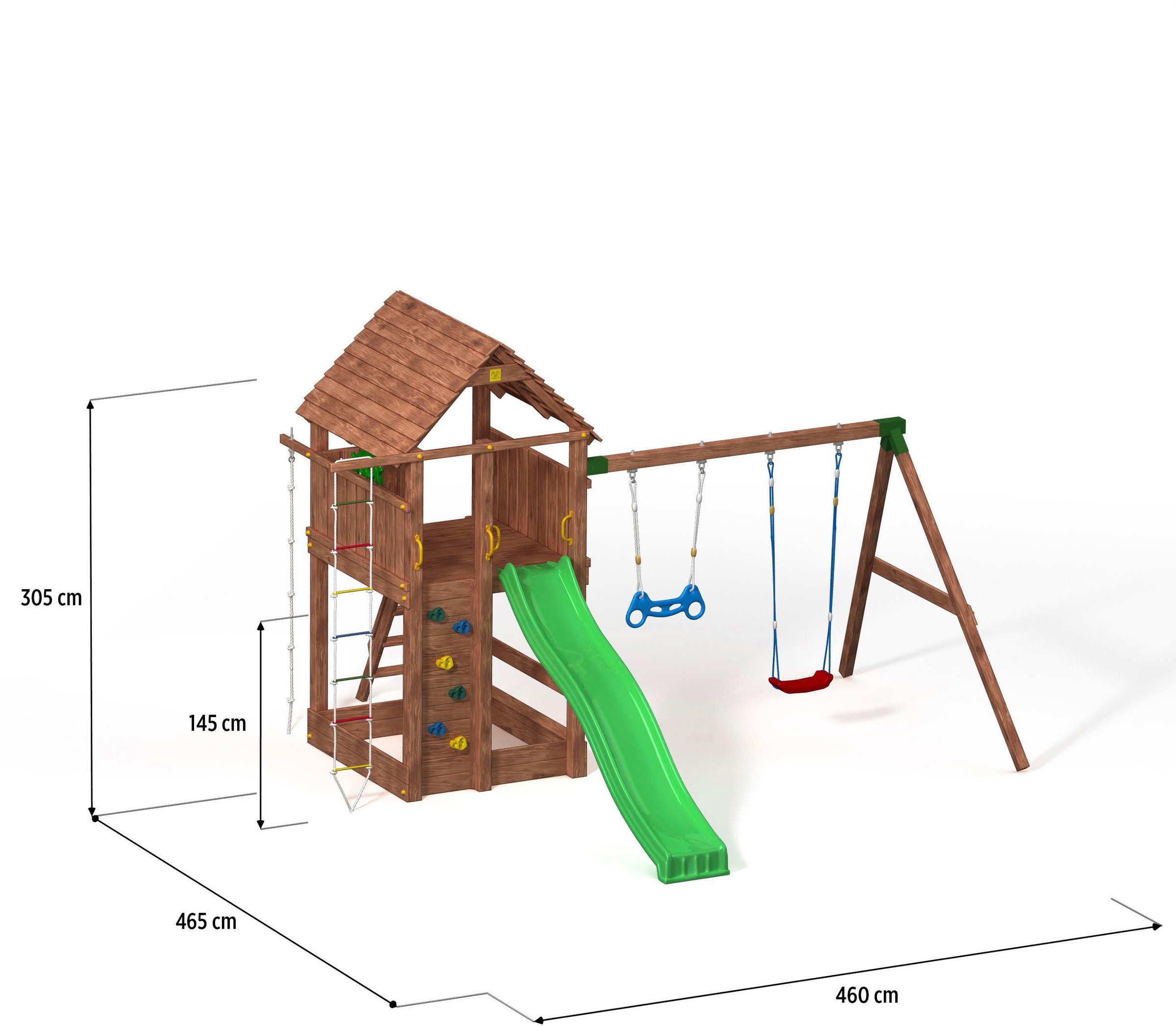 FUNGOO Spielturm »FORTRESS Move+«, mit Schaukel & Rutsche, Kletterwand