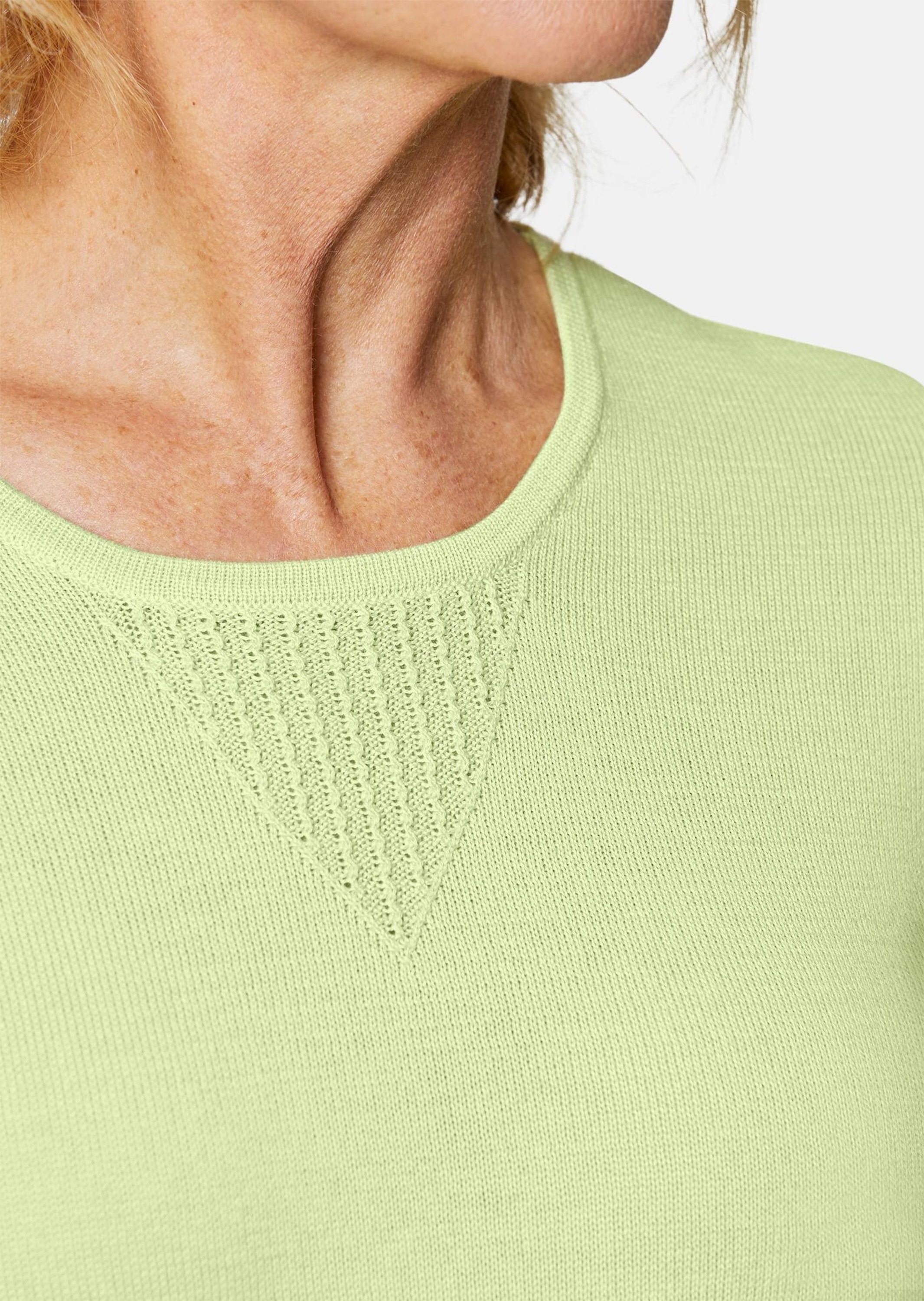 GOLDNER 3/4 Arm-Pullover »Rundhalspullover Sommerlicher Strickpullover mit Ajourmuster«
