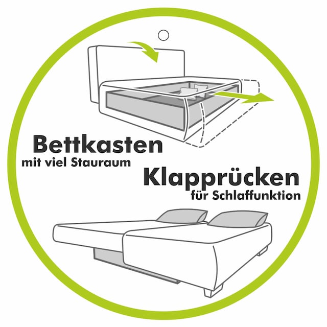 Jockenhöfer Gruppe Ecksofa »Colmar«, inklusive praktischer Bettfunktion,  Stauraum/Bettkasten Wellenfederung bestellen | BAUR
