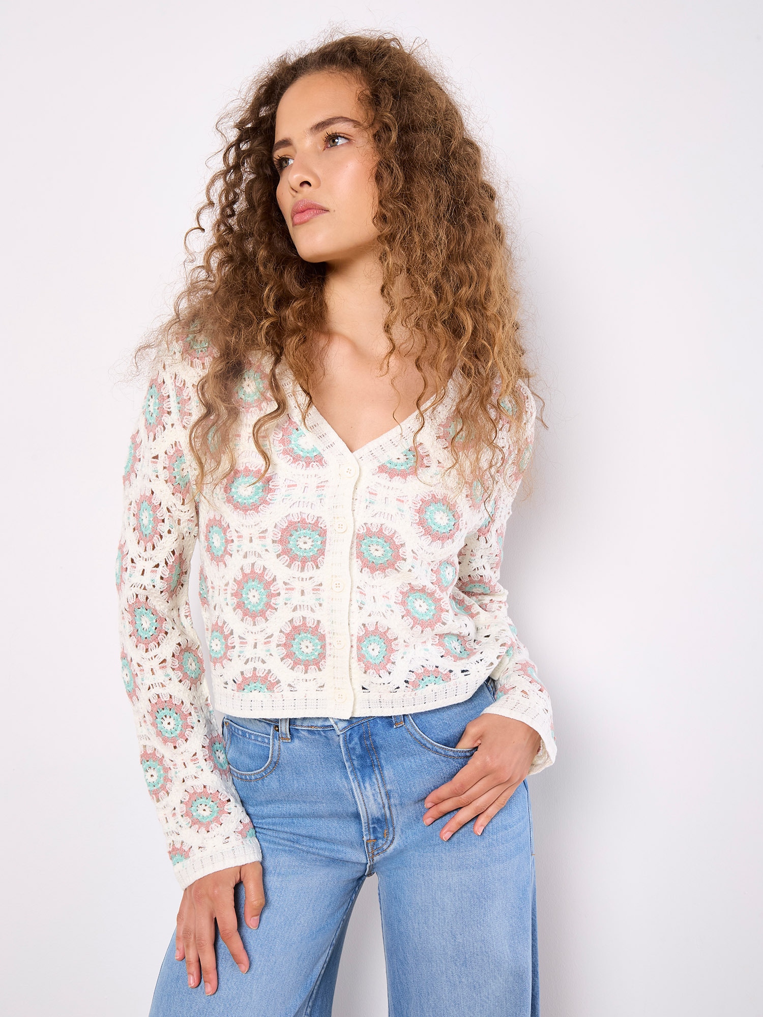 Apricot Cardigan "Strickjacke" mit tollem Häkeldesign