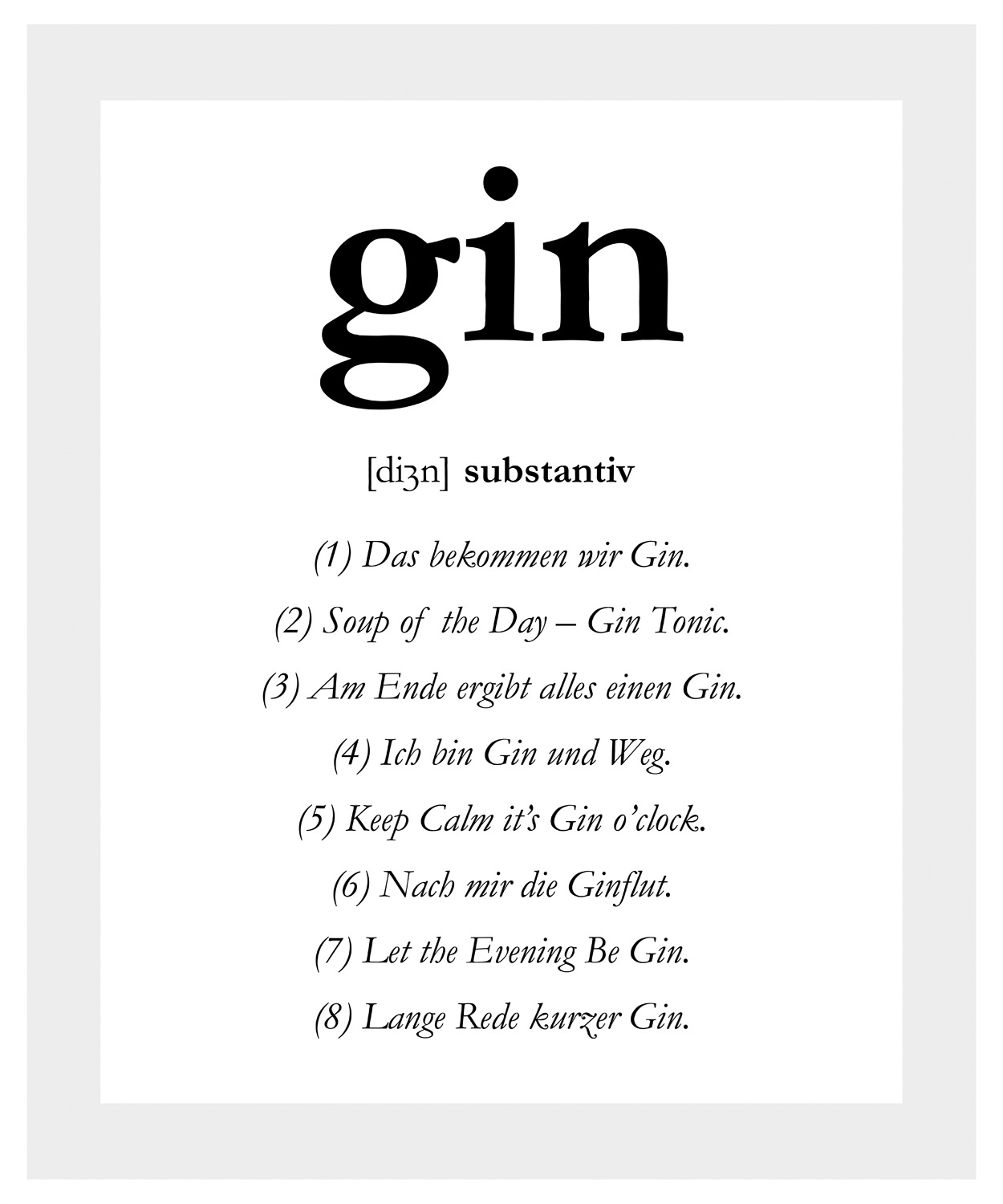 queence Bild "gin", Sprüche & Texte, Spruch, gerahmt