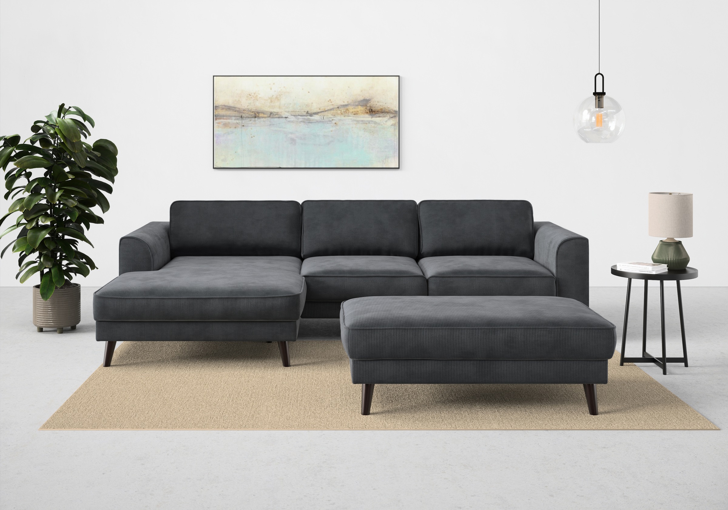 TRENDMANUFAKTUR Ecksofa »Lumber Jack, elegantes Designsofa, zeitlos modern, hoher Sitzkomfort«, wahlweise mit Bettfunktion u. Bettkasten, L-Form