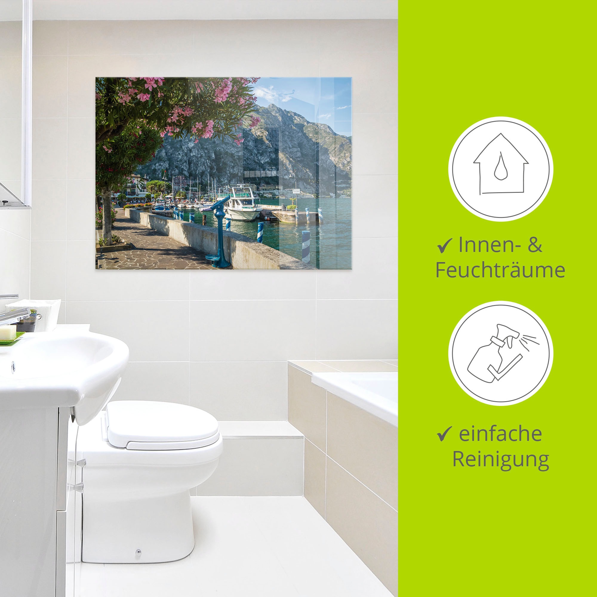 Artland Glasbild »Gardasee Hafen Limone sul Garda I«, Europa, (1 St.), in verschiedenen Größen
