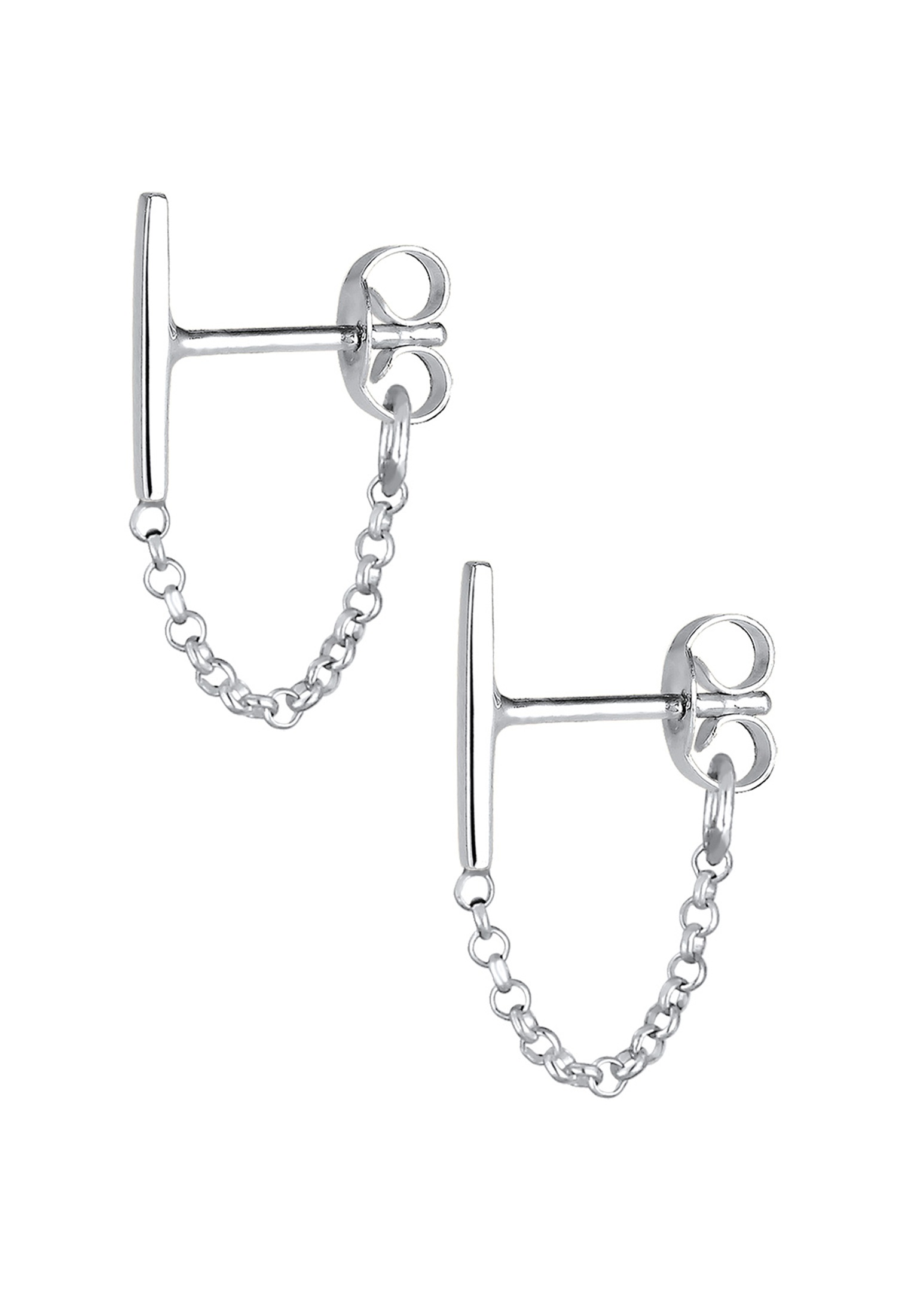 ELLI Bar Chain Earrings Silver 2