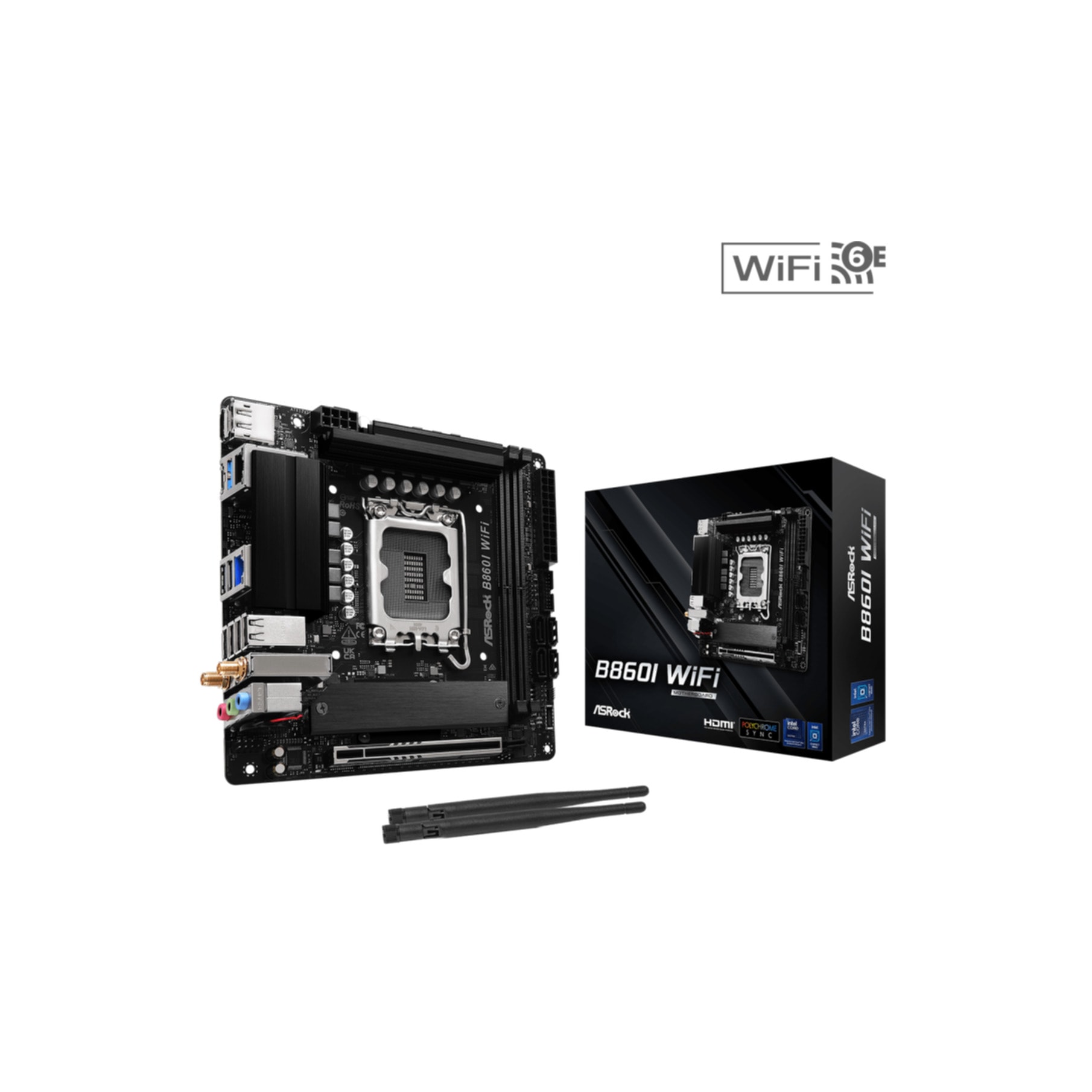 ASROCK Mainboard "B860I WiFi", schwarz, B:21cm H:5,6cm T:27,4cm, Mainboards - Einheitsgröße
