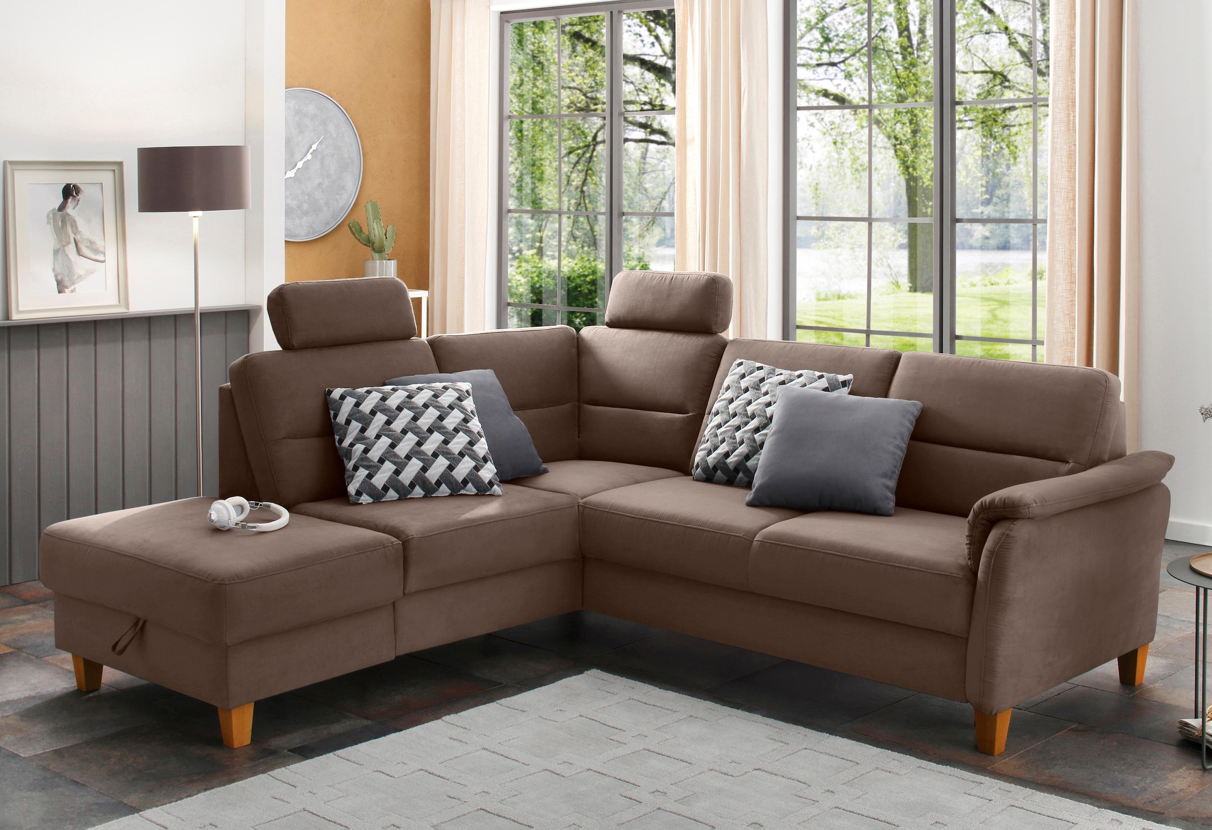Home affaire Ecksofa "Palmera L-Form, B: 236 cm" optional Bettfunktion & Be günstig online kaufen