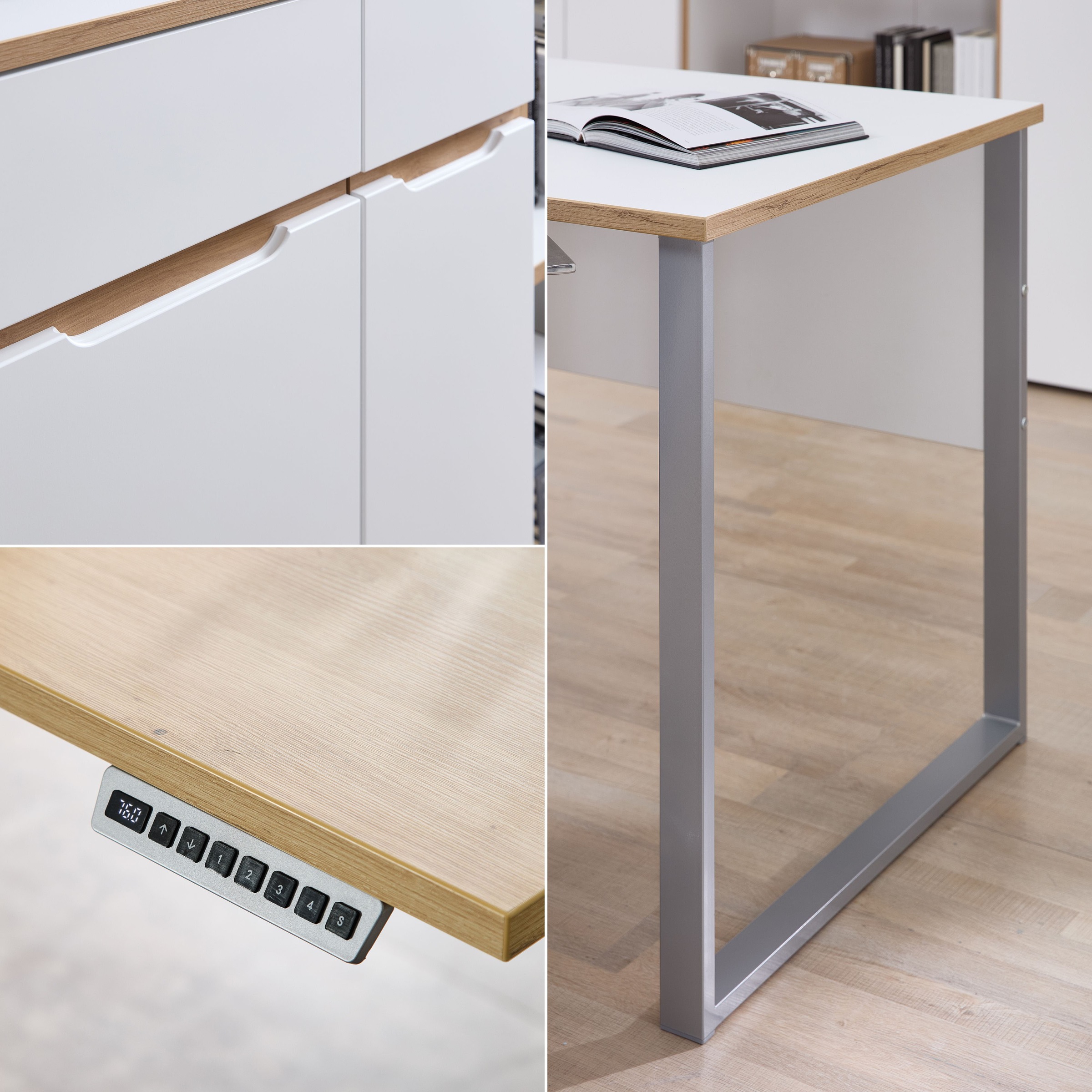 Innostyle Schreibtisch »Memphis Eckschreibtisch, 223x77x170cm (B/H/T)« 1 Stk. tlg. ABS-Kantenschutz, Soft Touch Oberfläche