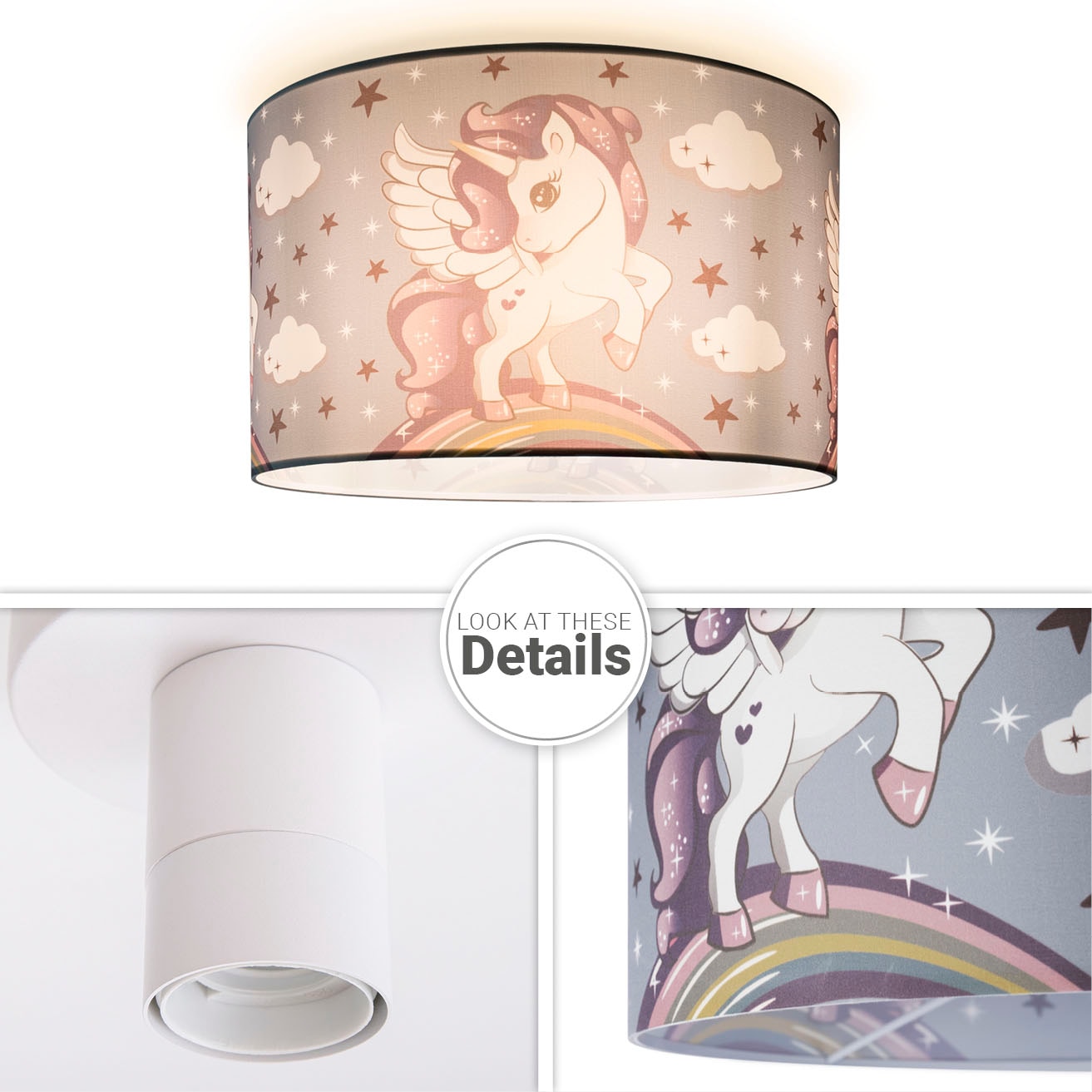 Paco Home Deckenleuchte »Hugo Cosmo 213«, Kinderlampe LED Kinderzimmer Lampe  Mit Einhorn, E27 | BAUR | Deckenlampen