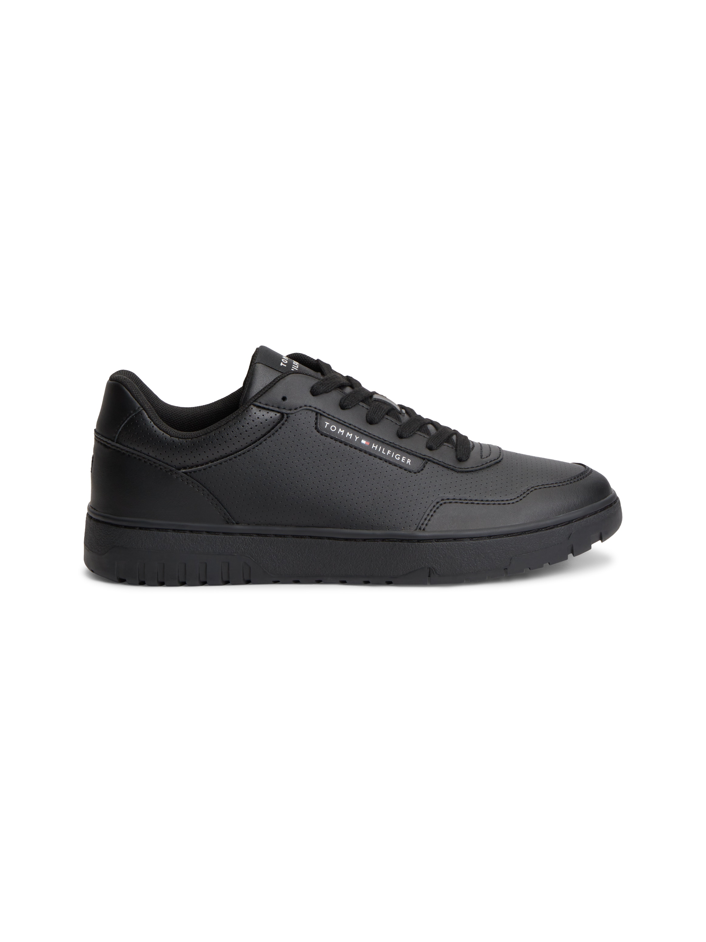 Tommy Hilfiger Sneaker »TH BASKET CORE LEATHER«  Halbschuh, Schnürer mit Perforation am gepolsterten Schaftrand