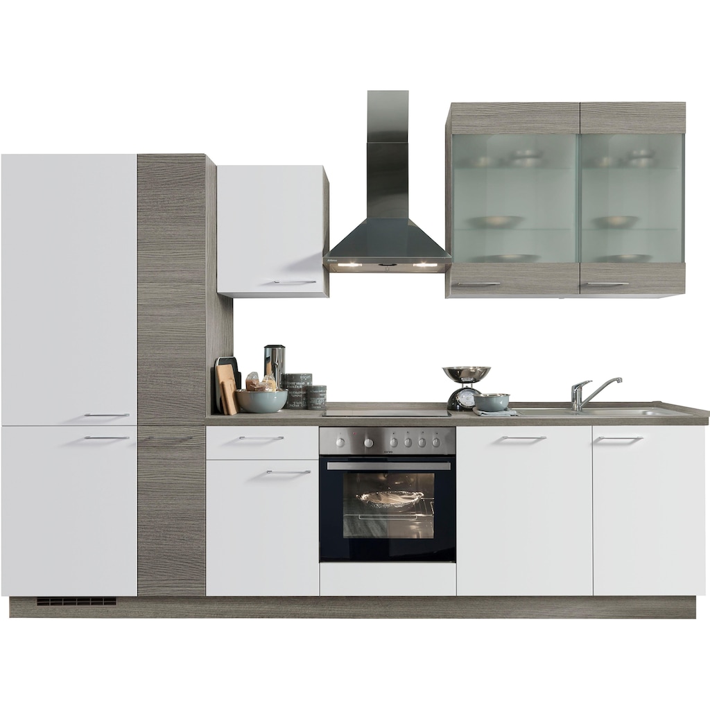 Express Küchen Küchenzeile »Trea«, vormontiert, mit Vollauszug und Soft-Close-Funktion, Breite 310 cm