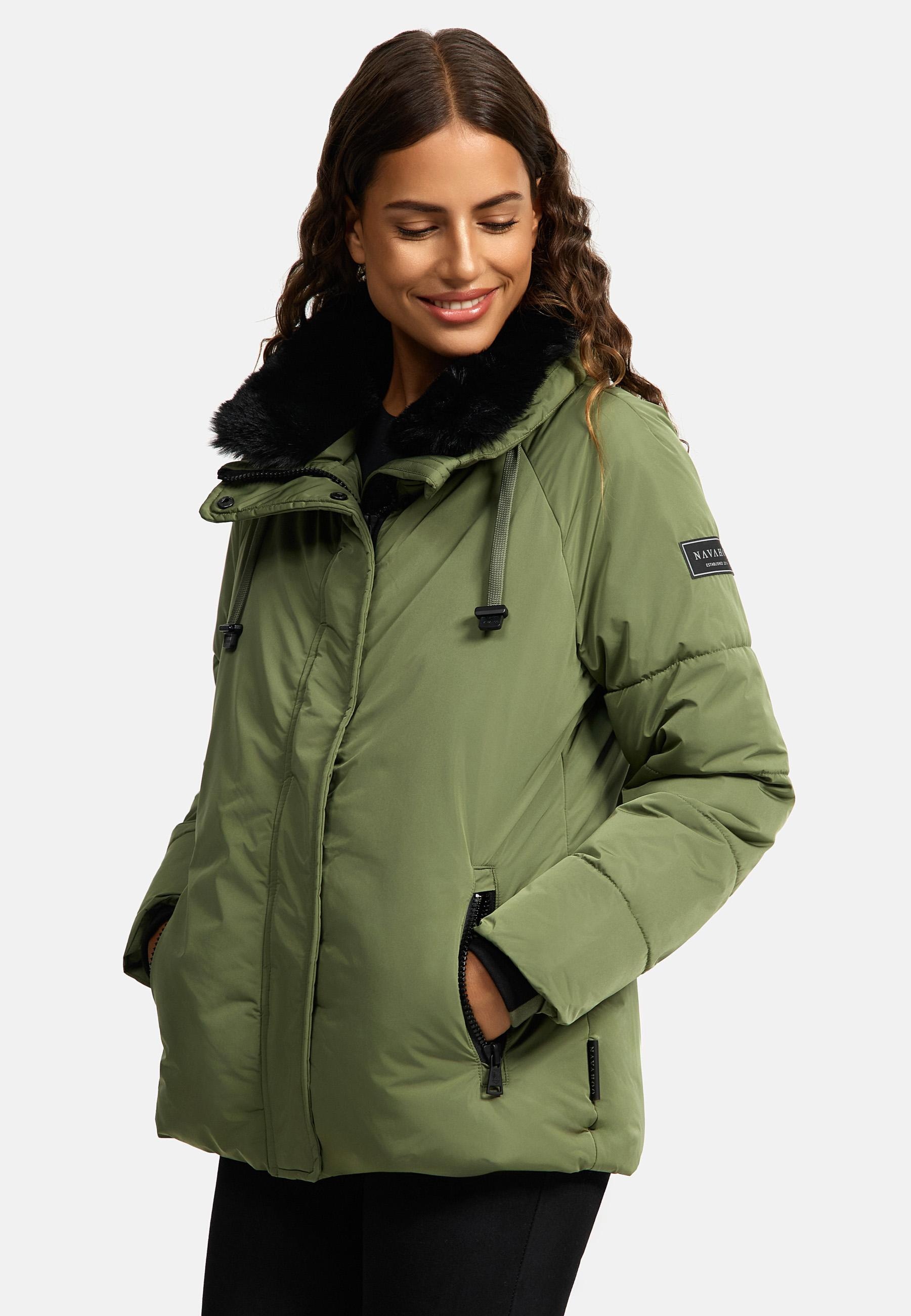 Navahoo Winterjacke »Frostii XIV«, ohne Kapuze, modische Damen Winter Steppjacke mit Kunstfellkragen