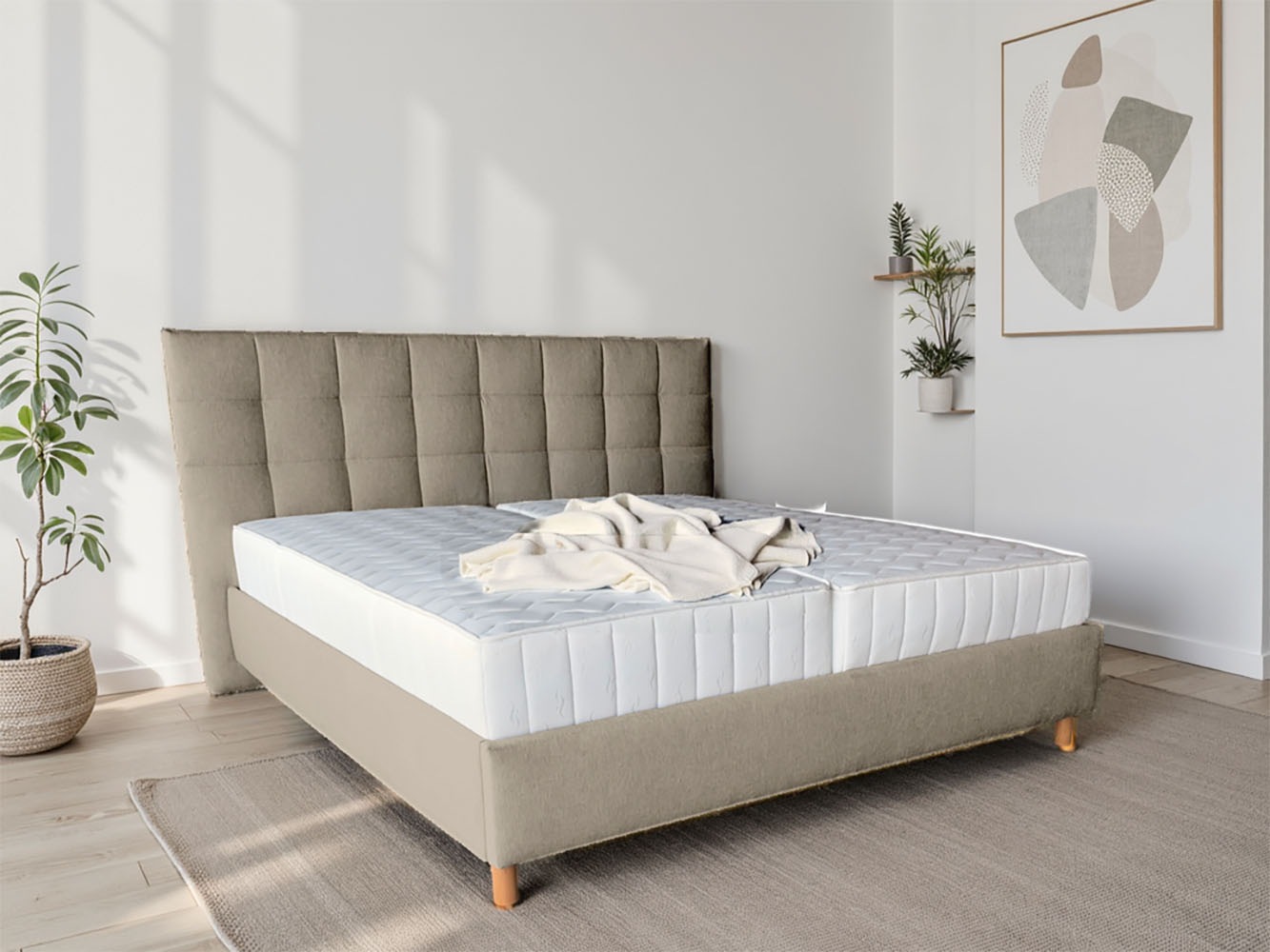 Polsterbett COLLECTION AB, B:203cm H:116cm L:215cmsand, Betten, "CLASSIC Scandi erhältlich in der Breite 180x200cm", 3 Varianten: Rahmen, Rahmen +