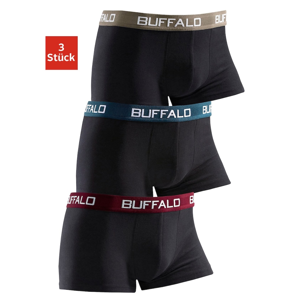 Marken Buffalo Buffalo Boxer, (3 St.), für Jungen mit kontrastfarbenem Bündchen schwarz-bordeaux + schwarz-grün + schwarz-grau