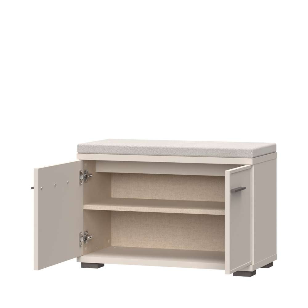 Places of Style Schuhbank »Opera, Schuhschrank, Schuhregal, Schuhtruhe, Breite 76 cm«, (1 St.), mit Sitzkissen, UV-lackiert, hochwertige Beschläge, Kaschmirfarbe