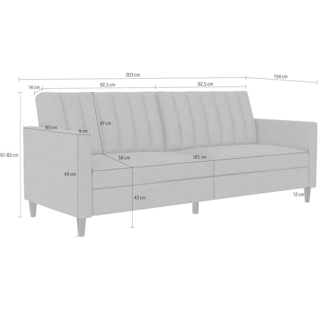 Dorel Home 3-Sitzer »Celine« Rückenlehne 2-teilig und 3-fach verstellbar, Sitzhöhe 43 cm