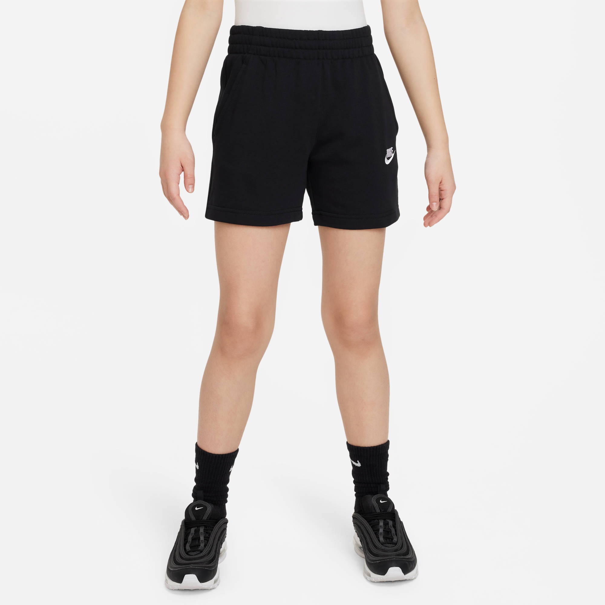 NIKE SPORTSWEAR Shorts "G NSW CLUB FT 5IN SHORT LBR"schwarz, schwarz,, Gr. M, Obermaterial: 80% Baumwolle, 20% Polyester, Hosen