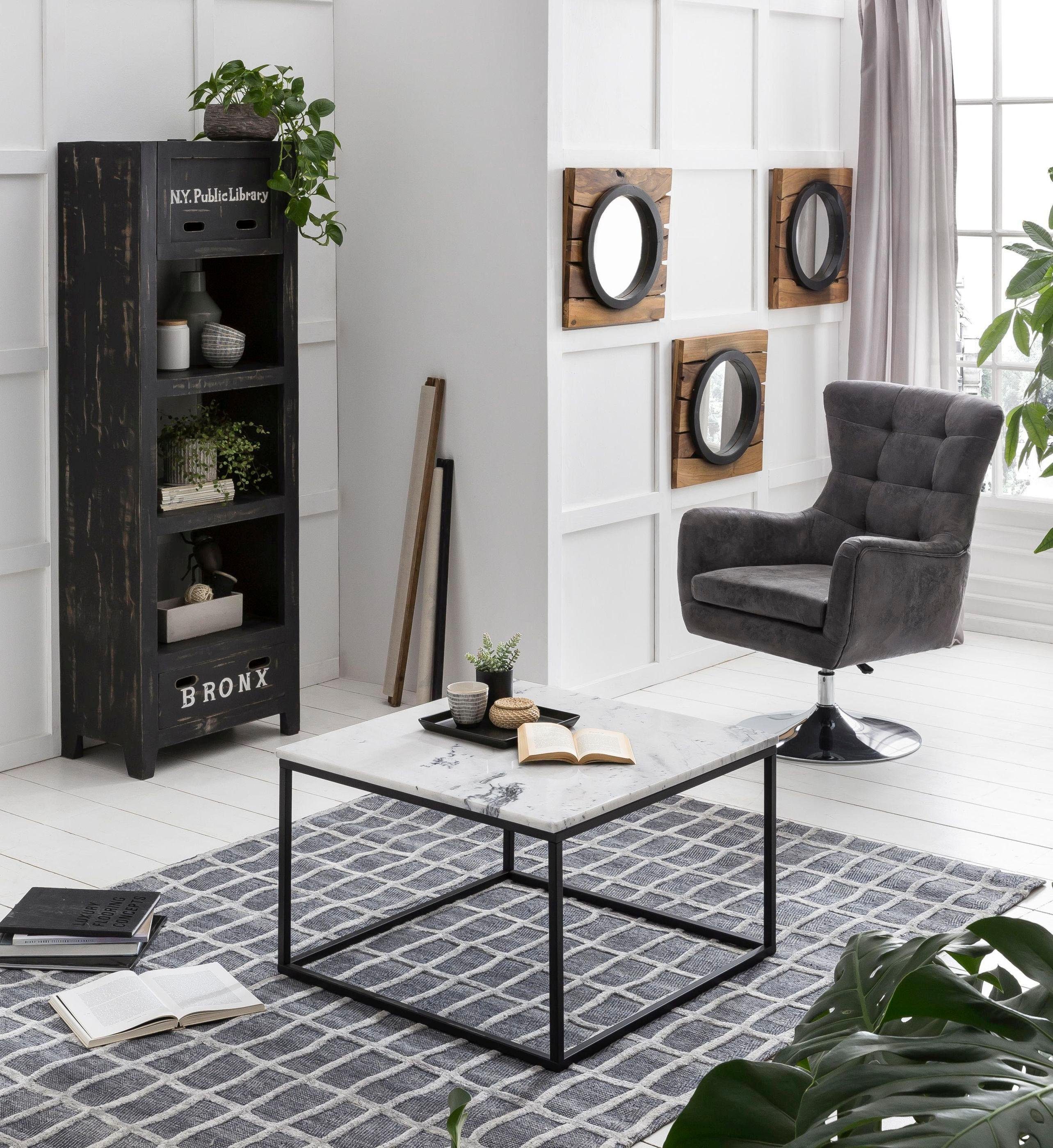 SIT Couchtisch "Wien aus Marmor mit Metallgestell – quadratisches Design" Echter Marmor mit gerader Kante & stabilem Metallgestell