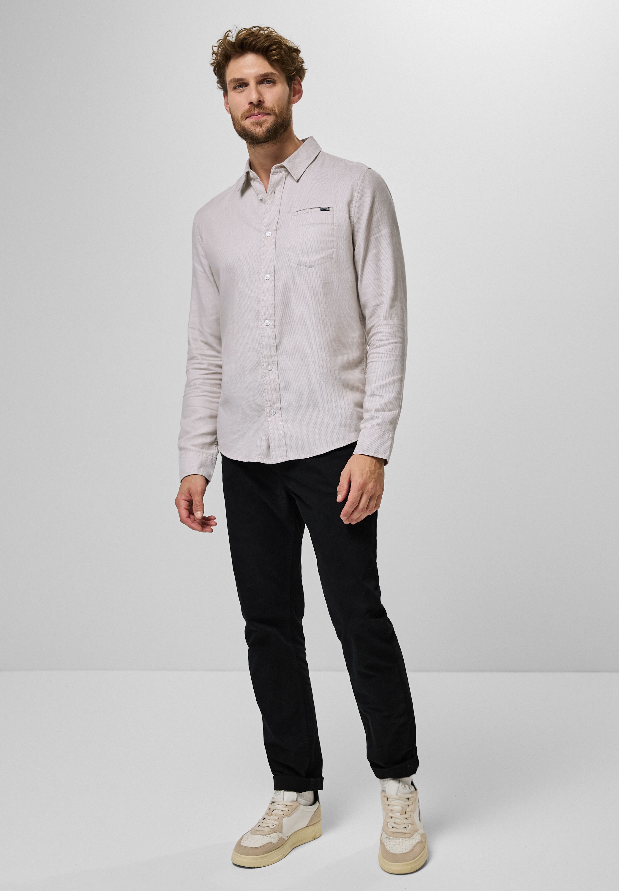 STREET ONE MEN Langarmhemd, aus reiner Baumwolle