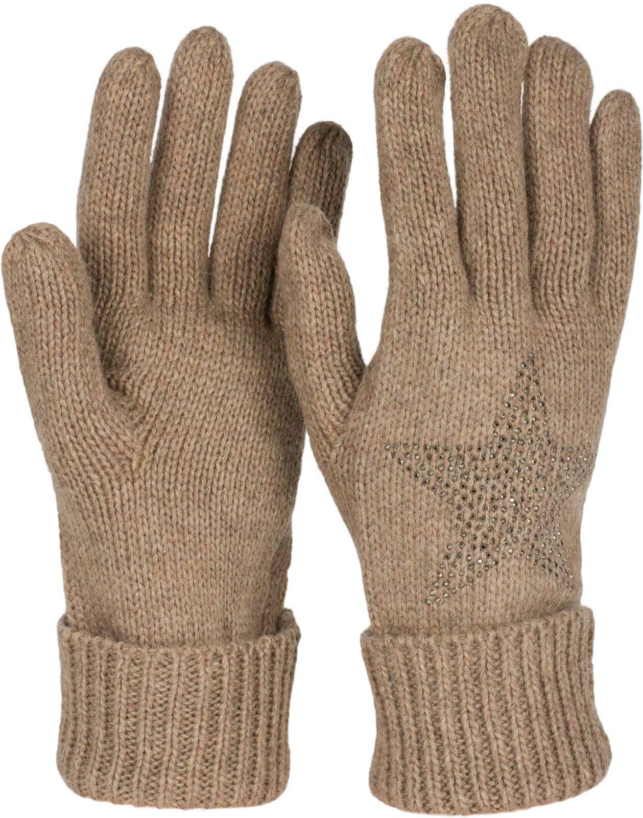 styleBREAKER Strickhandschuhe "Strick Handschuhe mit Strass Stern" 1 Stk.