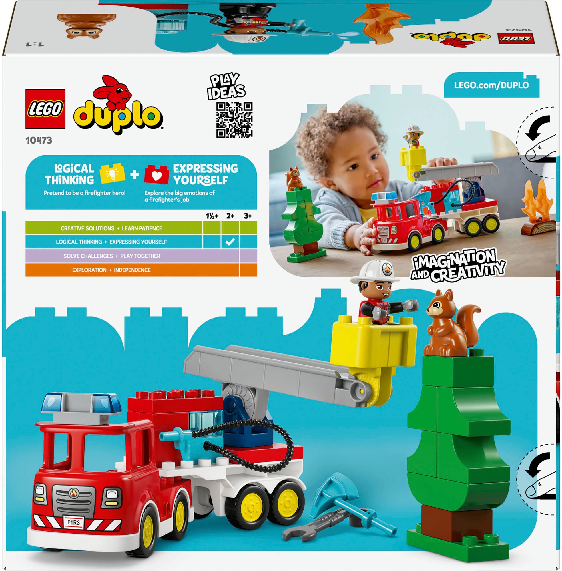 LEGO® Konstruktionsspielsteine »Löschauto mit Schlauch und Feuerwehrmann (10473), LEGO DUPLO Town«