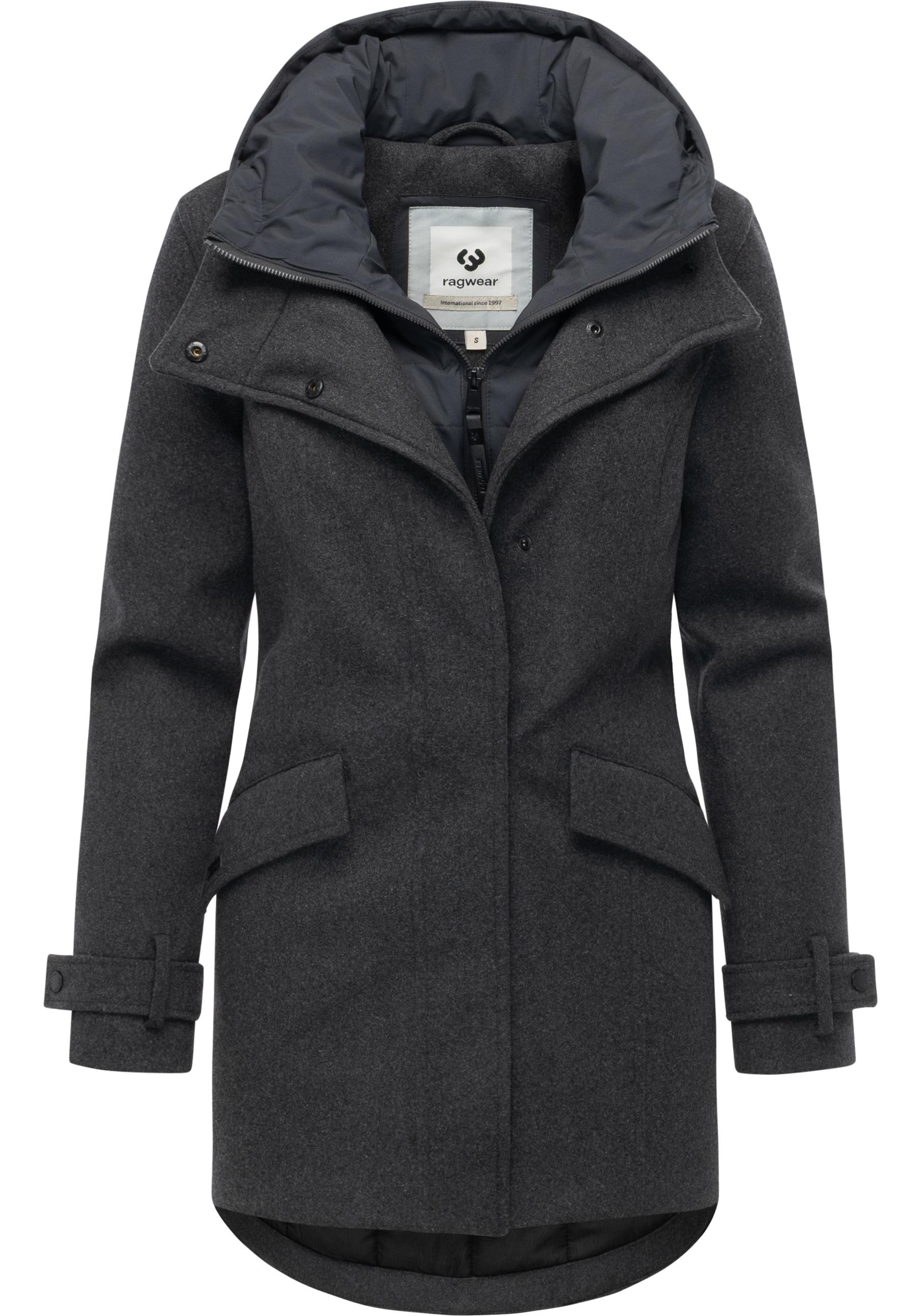 Ragwear Wintermantel »Petuja Felt YOUMODO« Klassischer Damen Kurzmantel mit Kapuze