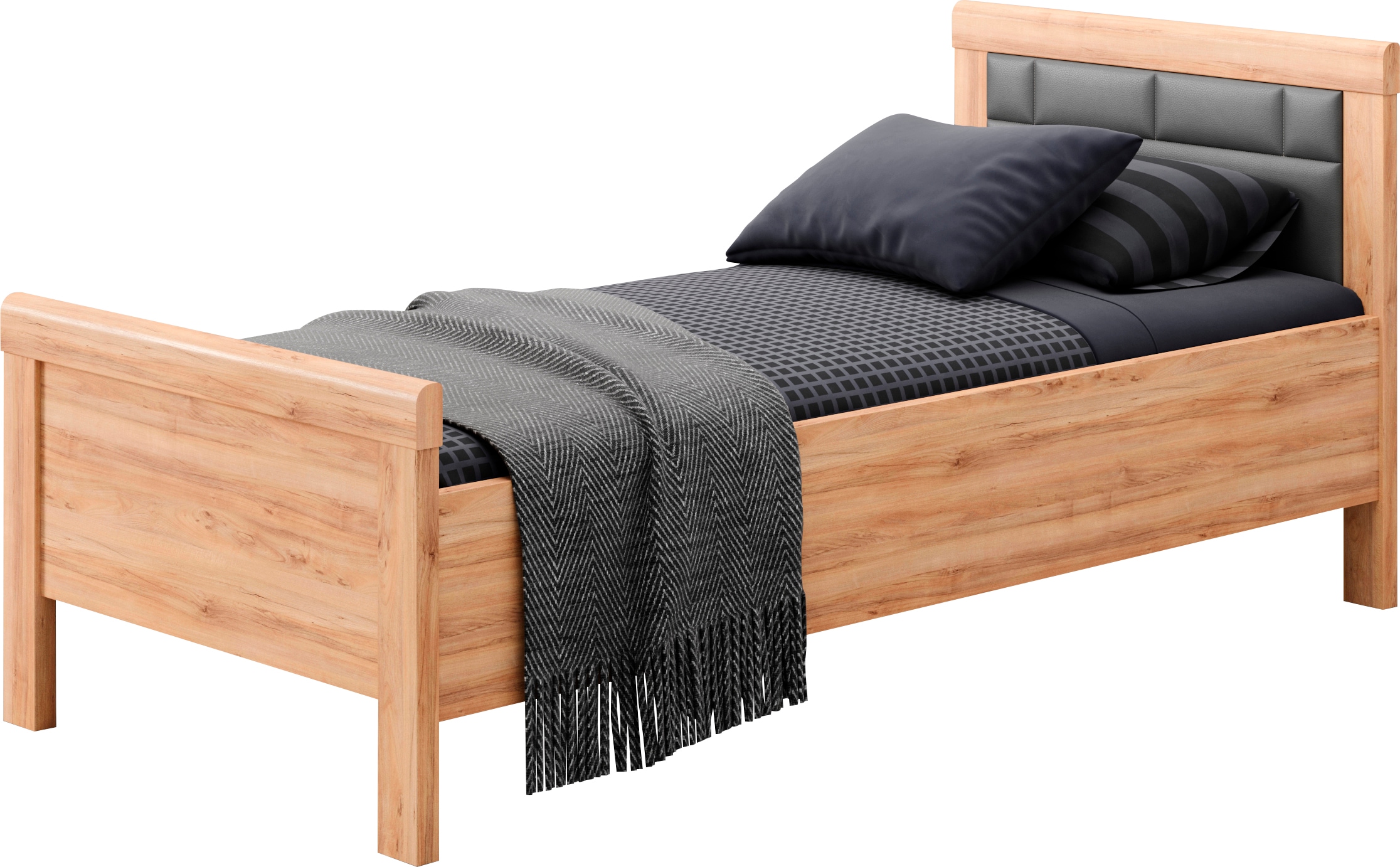 priess Einzelbett "Arnsberg Komfortbett mit flexibel höhenverstellbarer Liegefläche" gepolstertes Kopfteil, Made in Germany mit Blauem Engel und Goldenem M