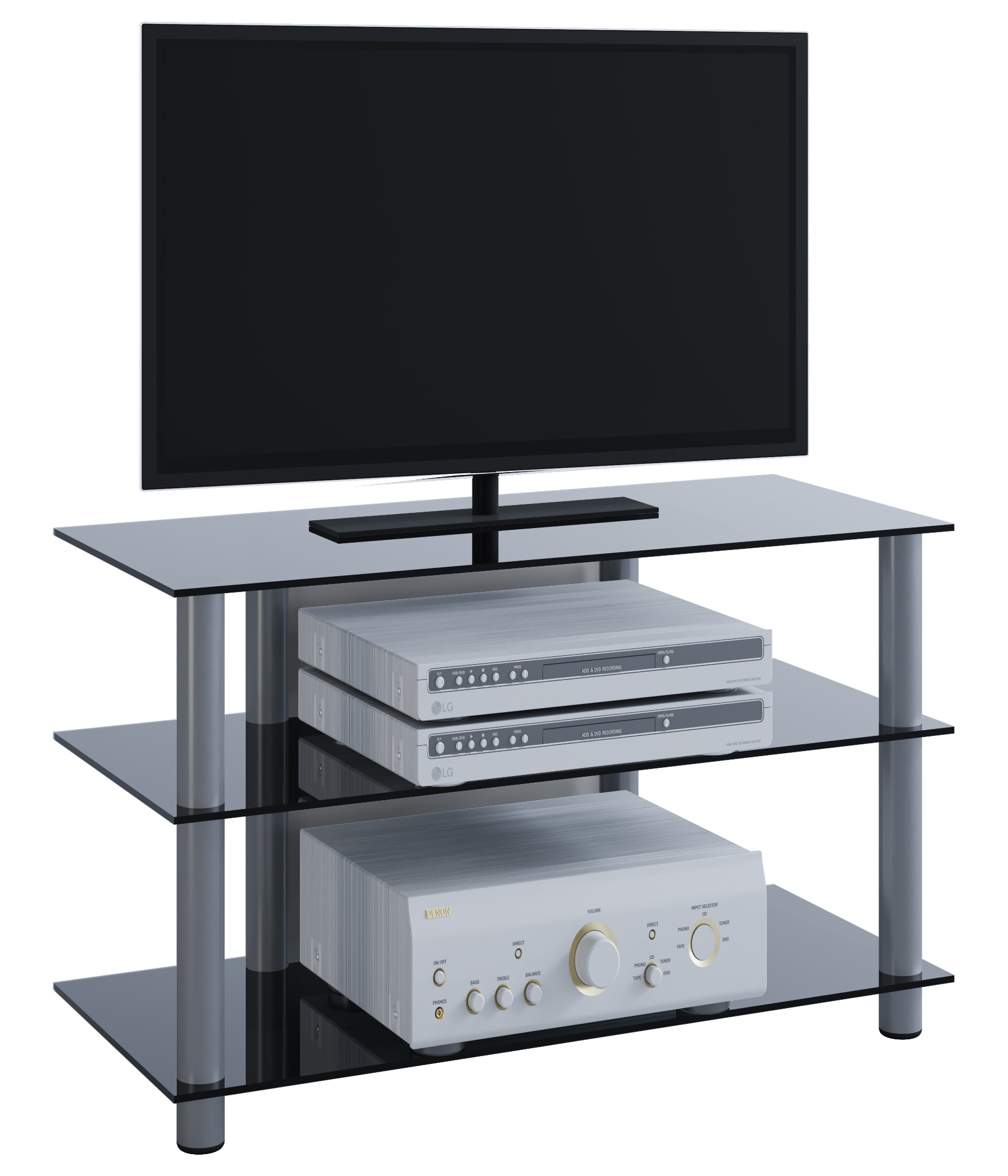 VCM TV-Board »TV Möbel Sideboard Fernseh Rack Alu Glas Sindas«, (VCM Netasa)