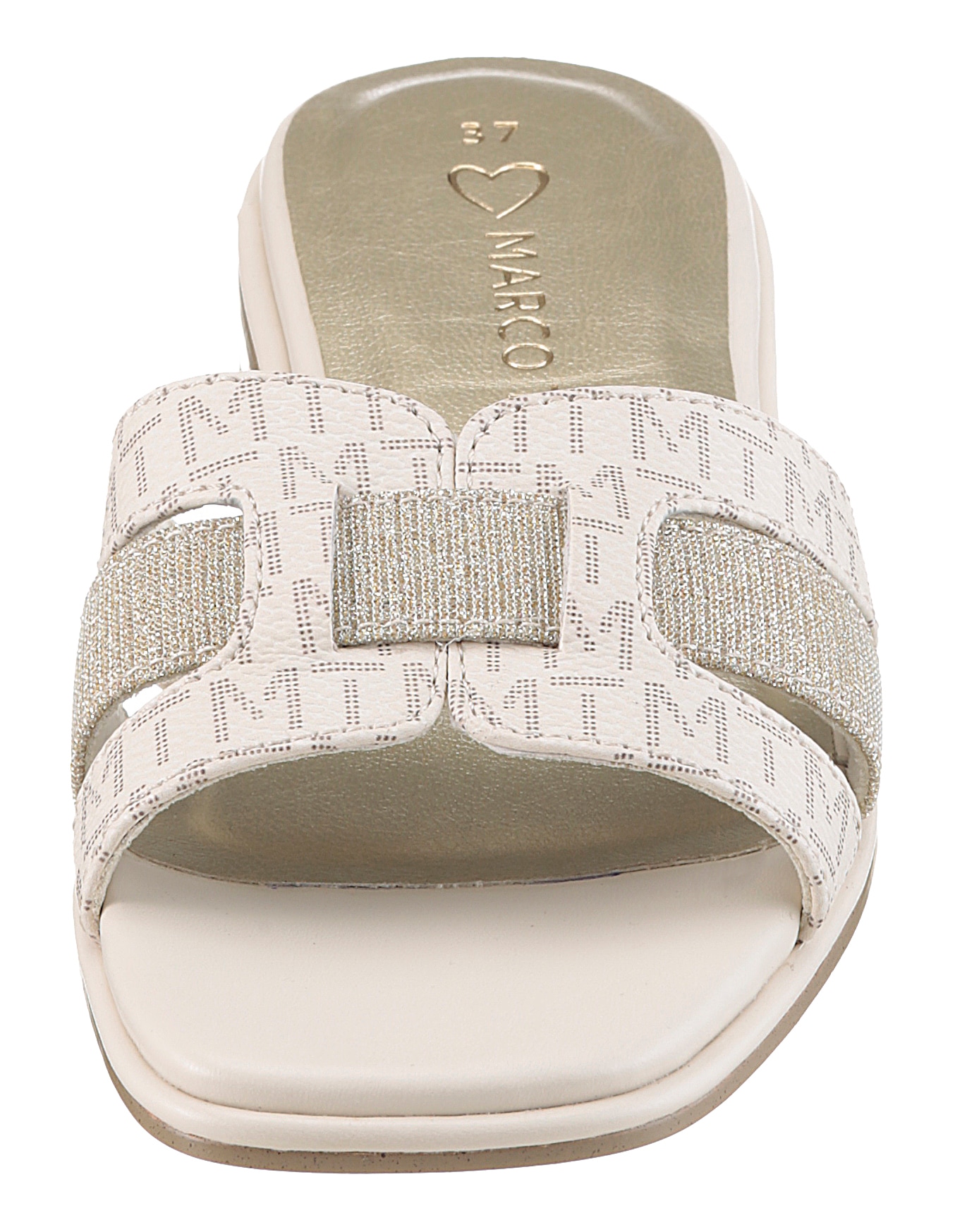 MARCO TOZZI Pantolette, Blockabsatz, Sommerschuh mit Logodrucken