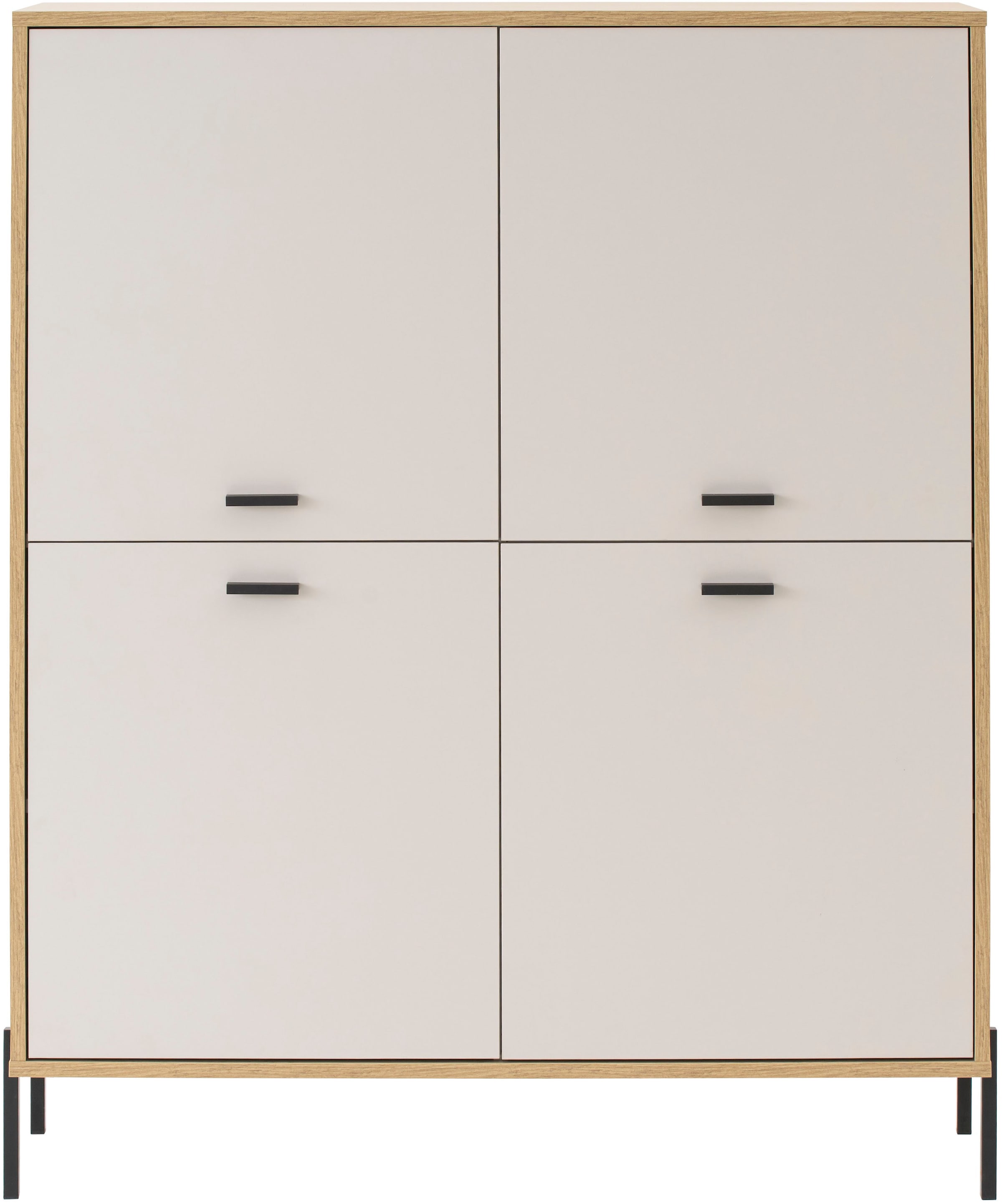 Home affaire Highboard »Fredericia, Hochkommode, modernder Stauraum in Kaschmir« zeitlos, schwarze Metallgriffe und -füße, ausreichend Stauraum