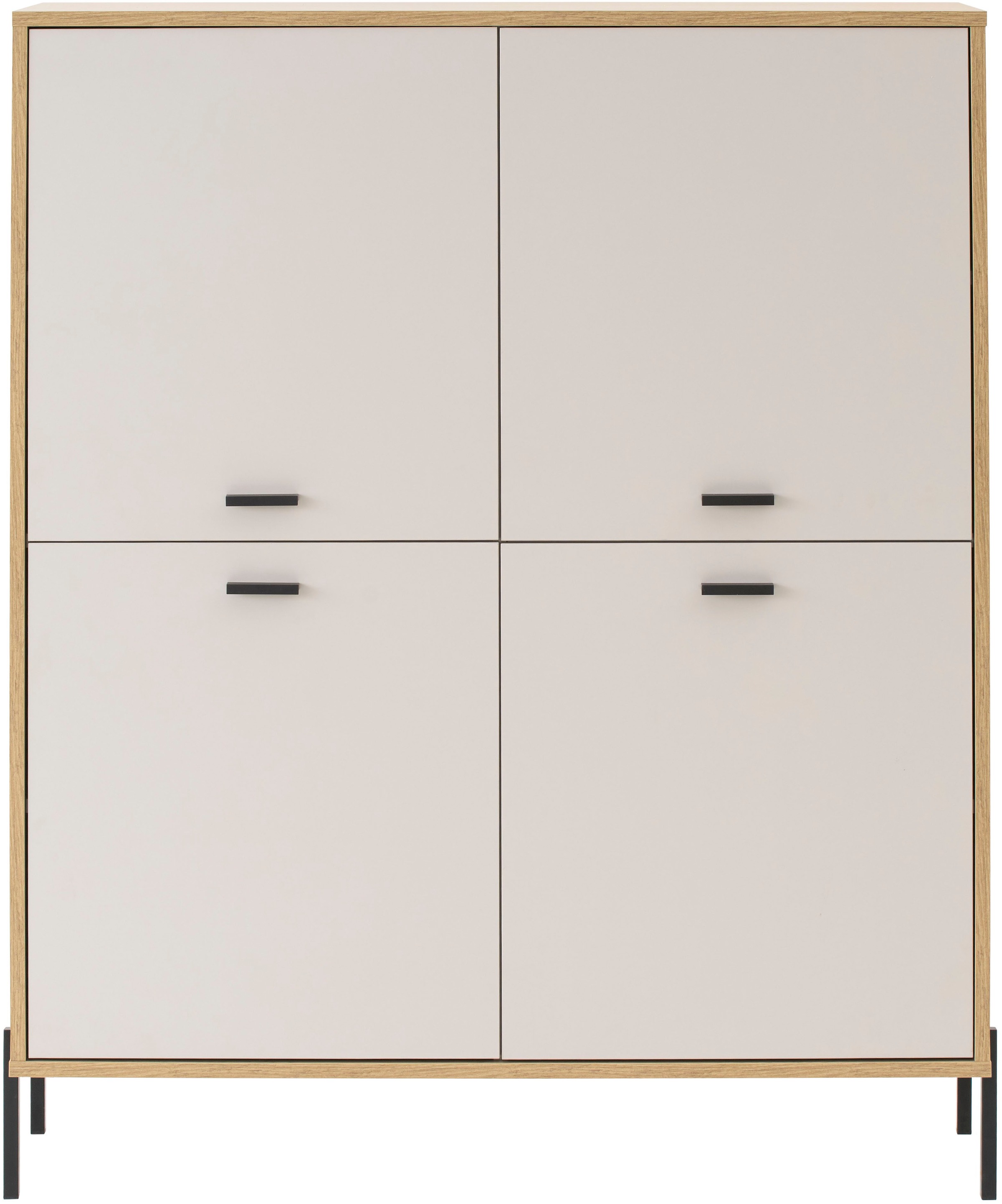 Home affaire Highboard "Fredericia, Hochkommode, modernder Stauraum in Kaschmir" zeitlos, schwarze Metallgriffe und -füße, ausreichend Stauraum