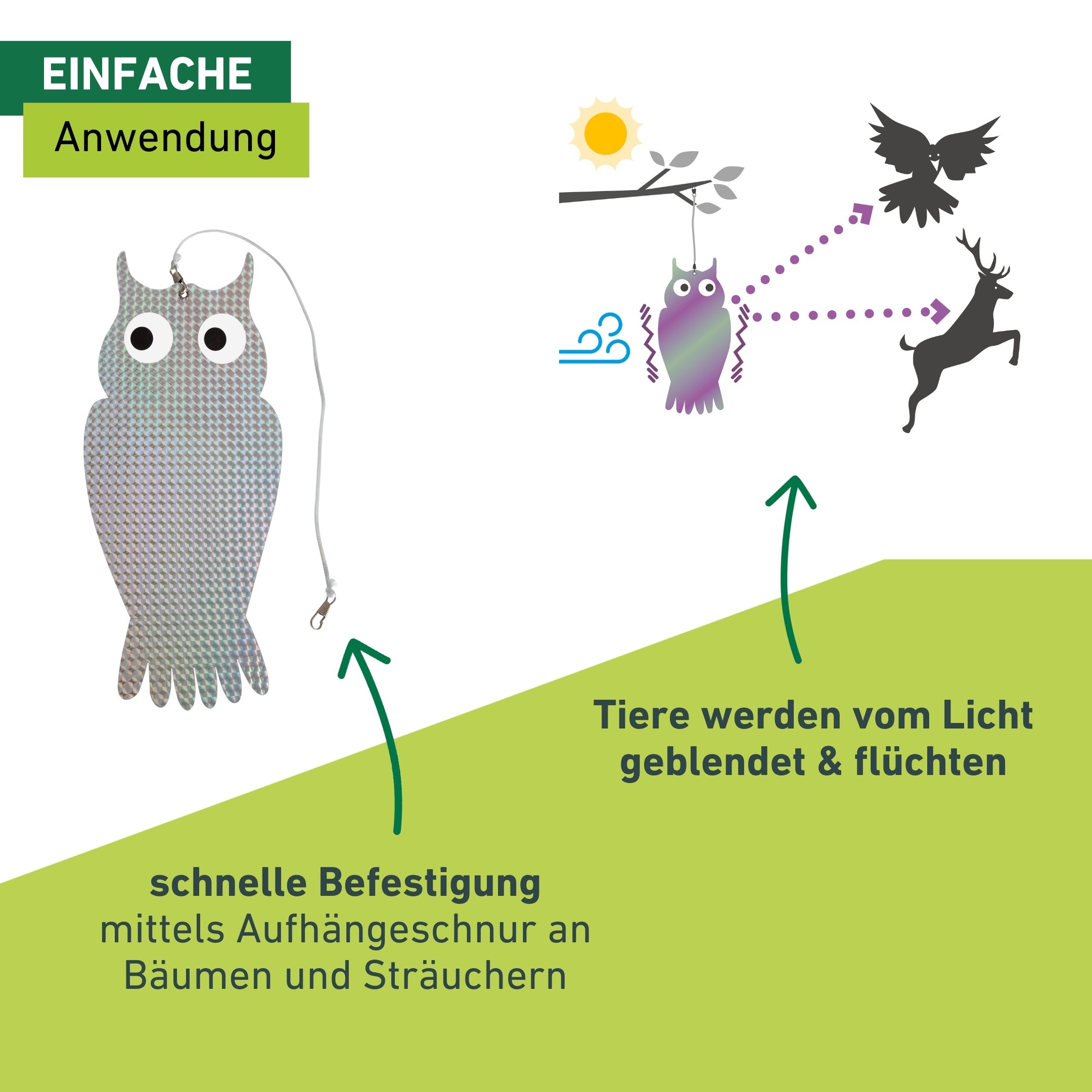 Windhager Vogelattrappe »Reflektor aus Kunststoff, Vogelabwehr im Doppelpack« reflektierende Vogelschreck Eule, silber