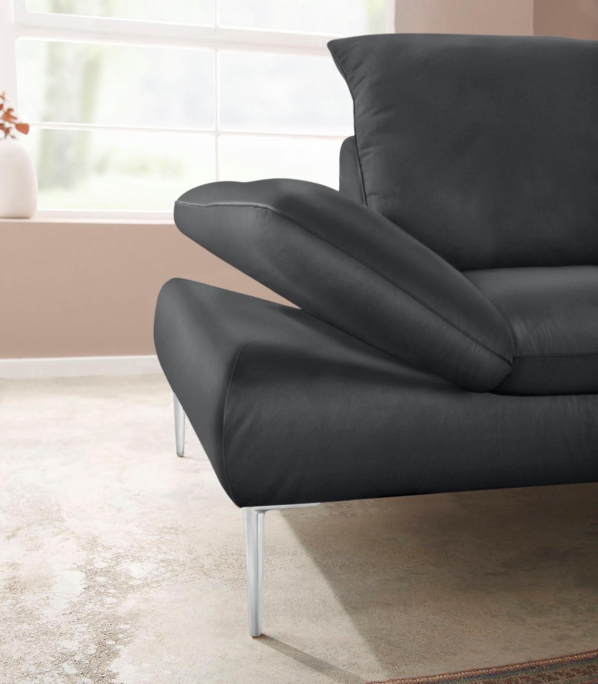 W.SCHILLIG Ecksofa »enjoy&MORE, Designsofa, elegant und bequem, L-Form«, mit Sitztiefenverstellung, Füße Chrom glänzend, Breite 294 cm