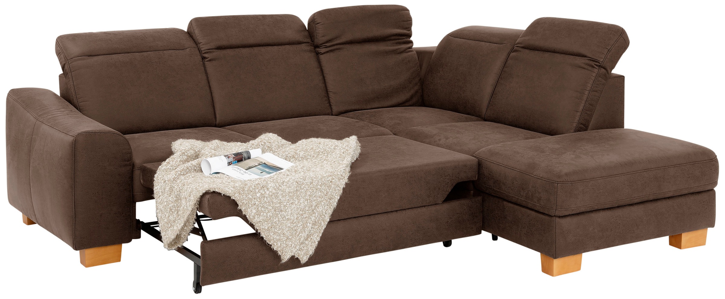 Home affaire Ecksofa »Dundee L-Form«, wahlweise mit Kopfteilverstellung und zusätzlich mit Bettfunktion