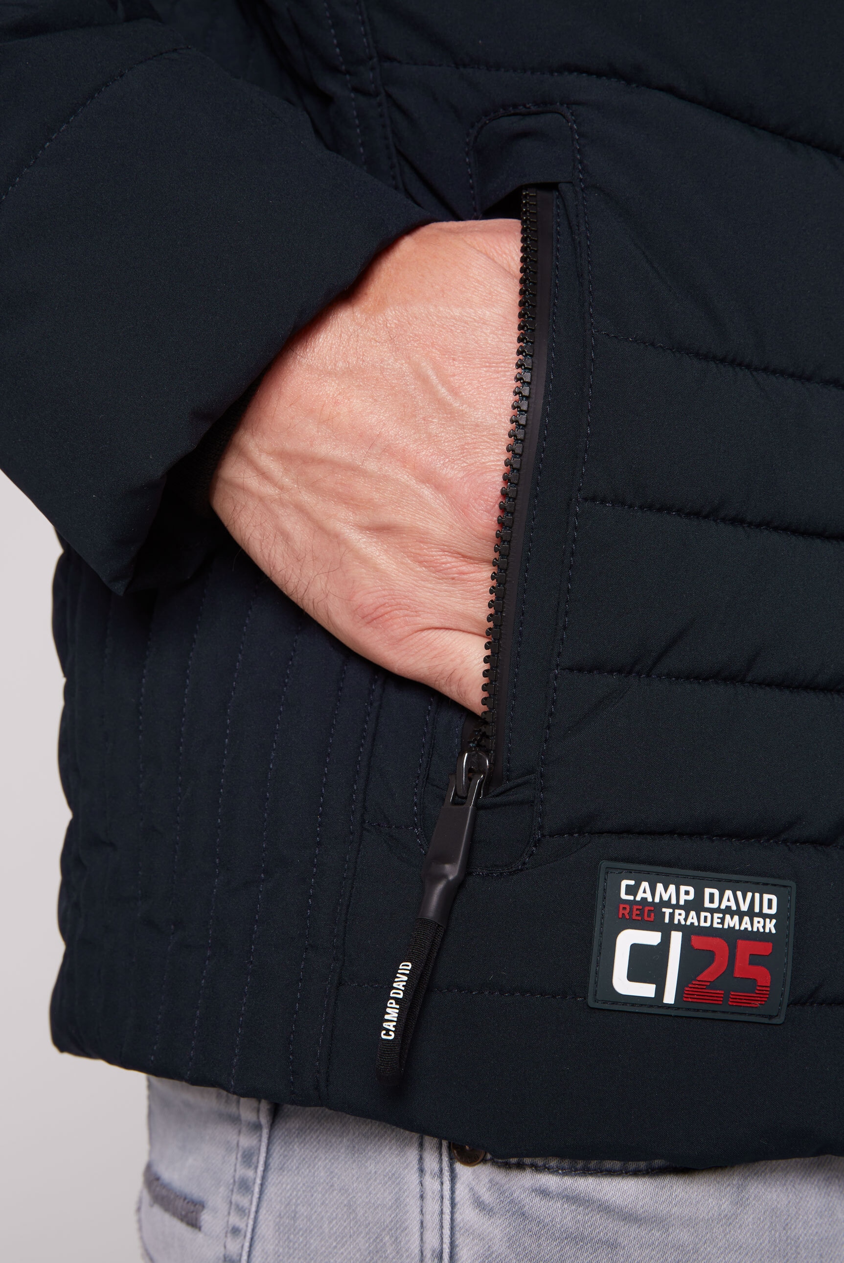 CAMP DAVID Winterjacke, mit Kapuze, mit Stickerei