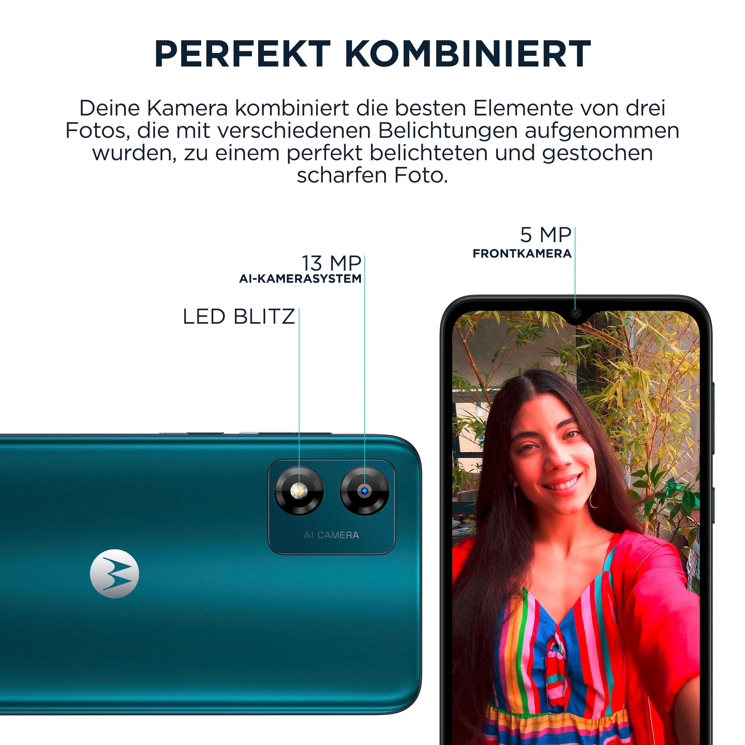 Motorola Smartphone »E13«, Aurora Green, 16,56 cm/6,52 Zoll, 64 GB Speicherplatz, 13 MP Kamera