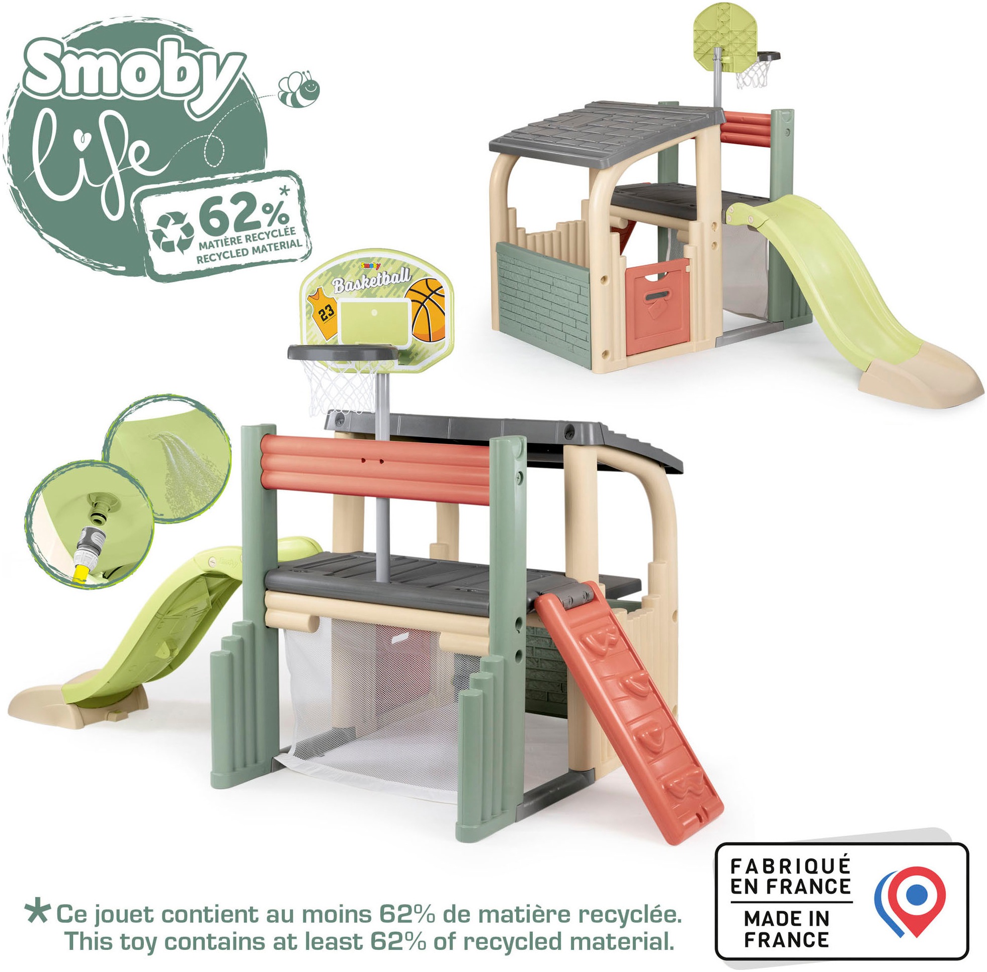 Smoby Klettergerüst »Smoby Life, Klettergerüst Fun Center«, Rutsche mit Wasseranschluss; Made in Europe