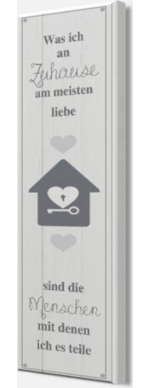 Bönninghoff Leinwandbild »Wandbild ZUHAUSE 25x120 cm – Leinwandbild Keilrahmen Deko modern« Herz | Sprüche & Texte 1 Stk. tlg. auf Keilrahmen gespannt