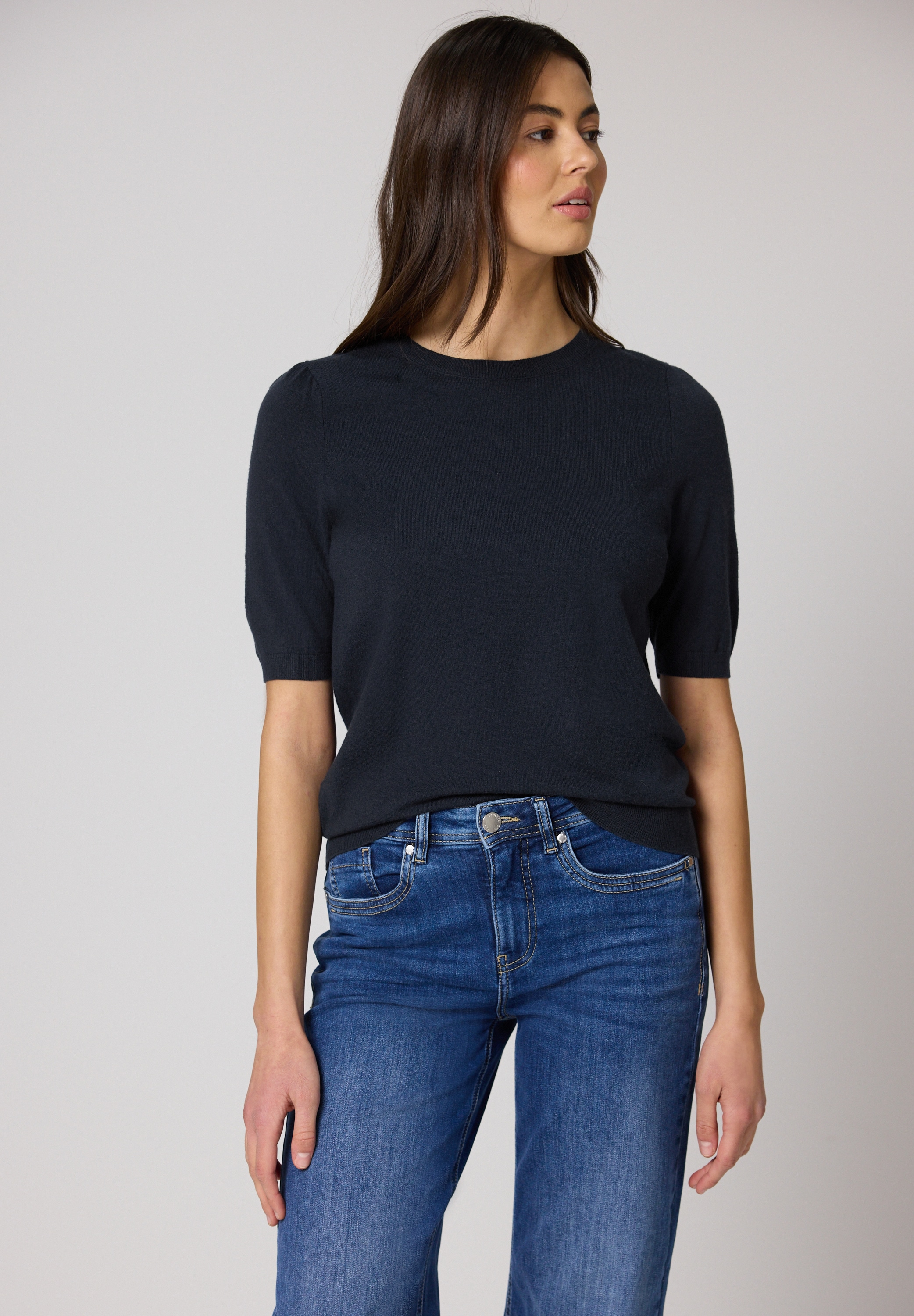 STREET ONE 3/4 Arm-Pullover in Unifarbe günstig online kaufen