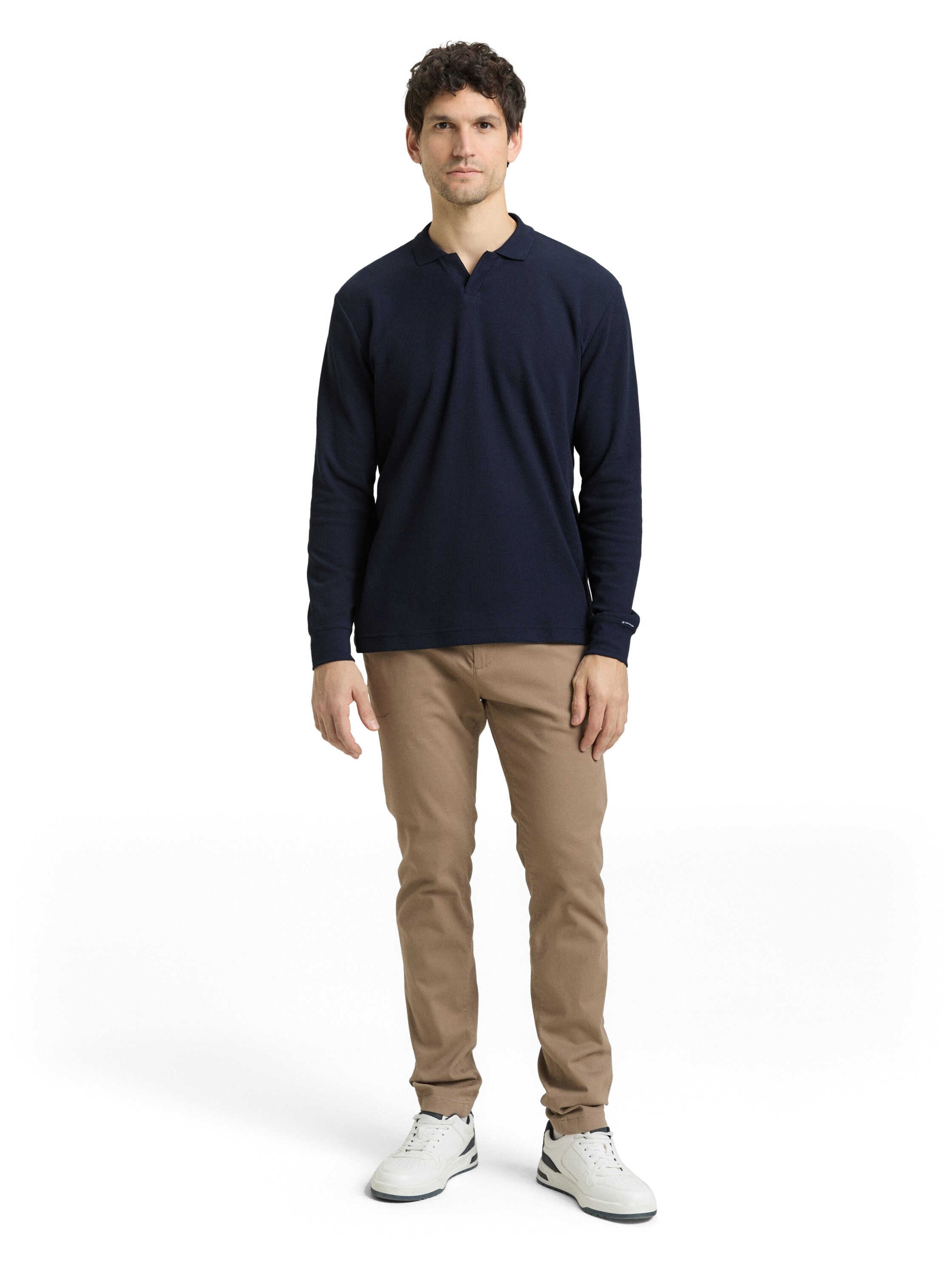 TOM TAILOR Langarm-Poloshirt mit Logo Stickerei