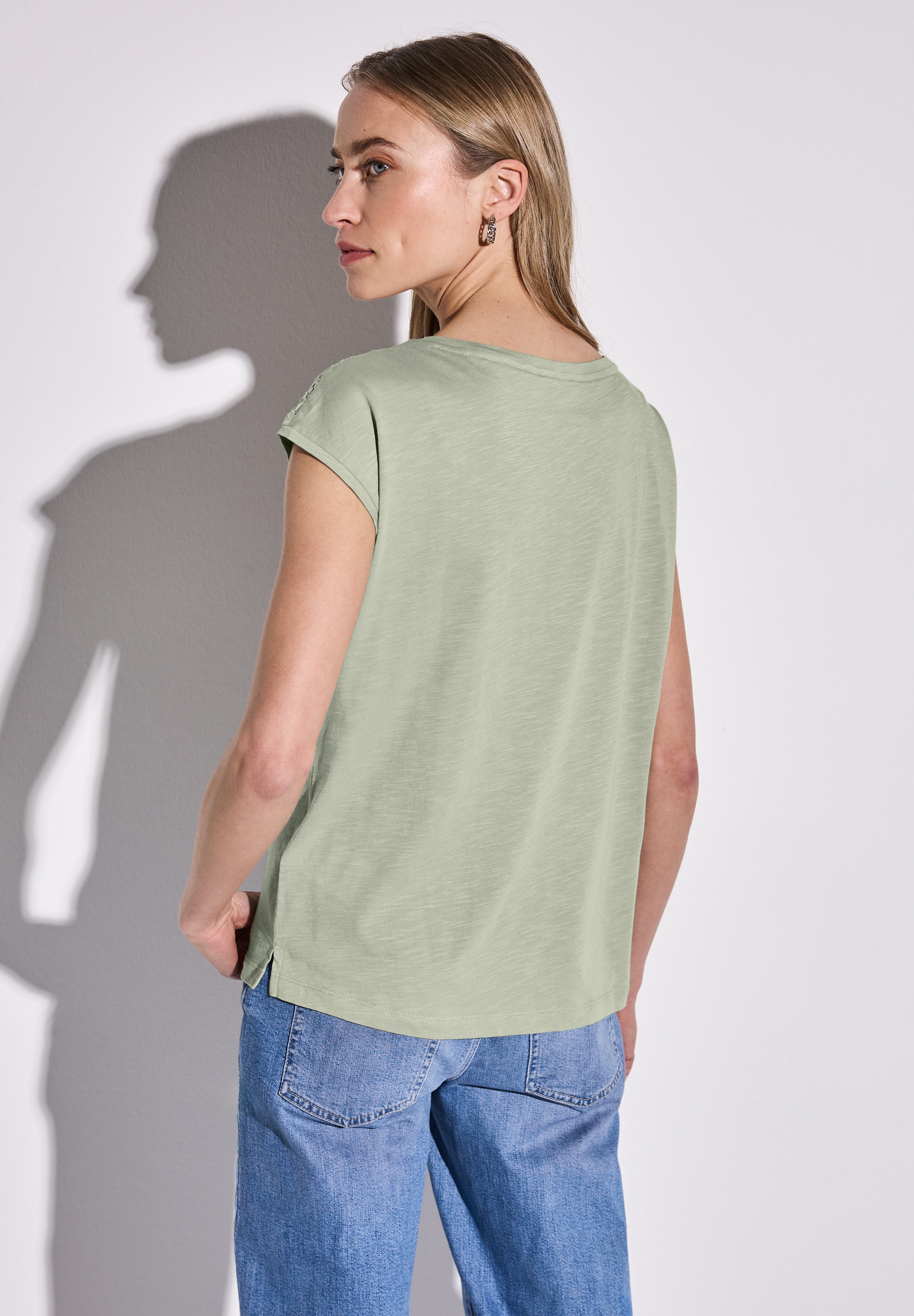 STREET ONE Spitzenshirt, im soften Baumwoll-Mix