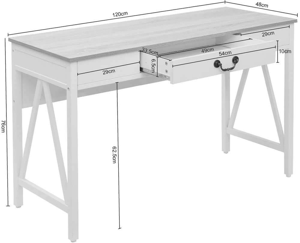 Home affaire Schreibtisch »Bellerie«, Landhausoptik, Soft-Close, kratzfeste Oberfläche, Breite 120 cm