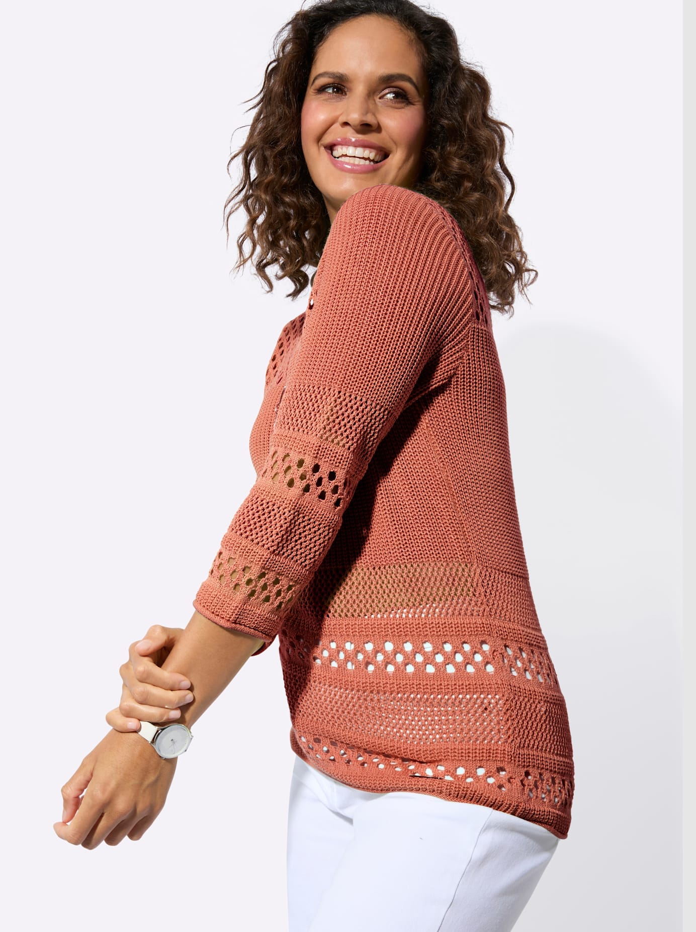 Casual Looks 3/4 Arm-Pullover »Ajour-Pullover«