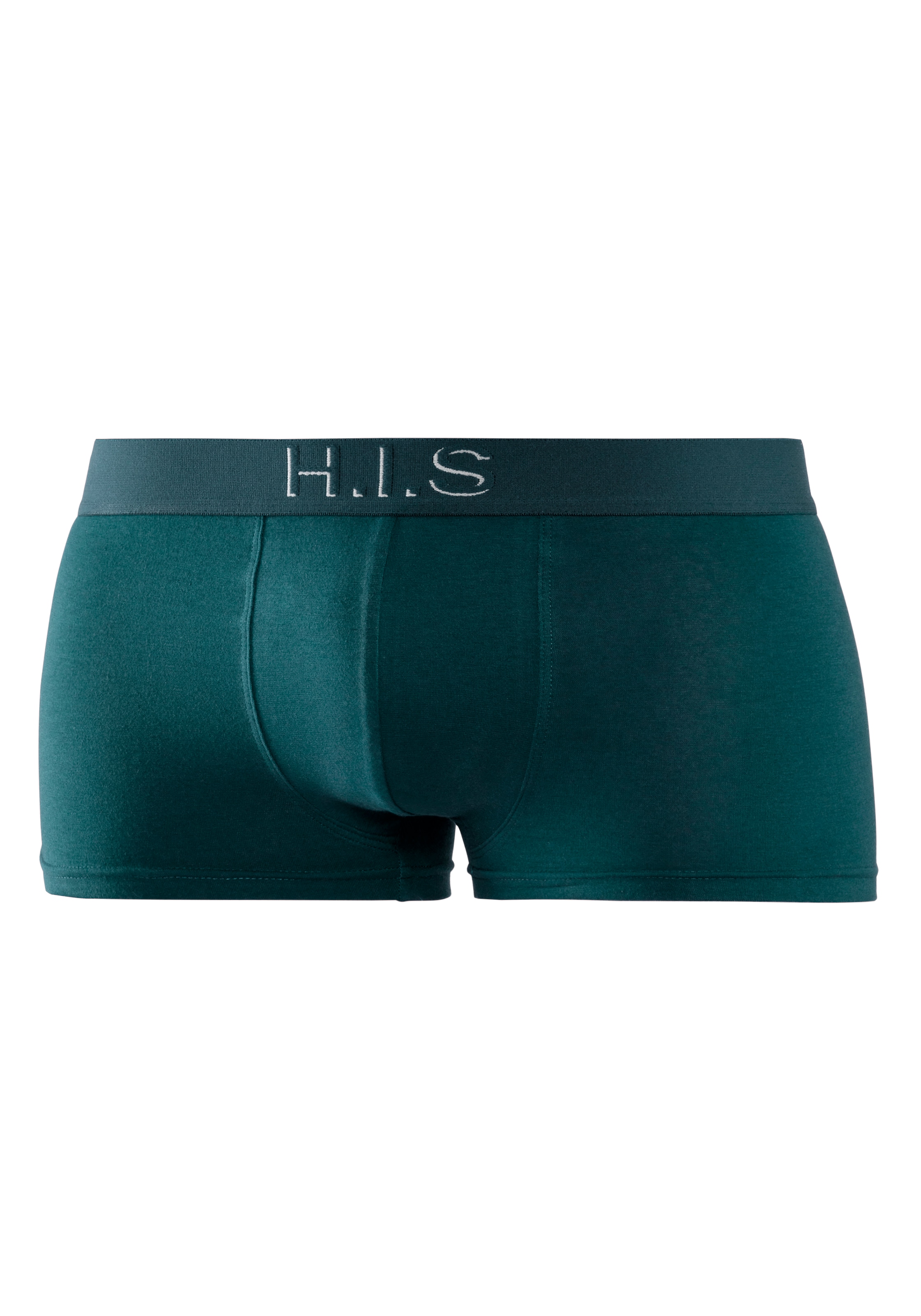 H.I.S Boxershorts, (Packung, 5 St.), in Hipster-Form am Webbund mit Logoschriftzug mit 3D Effekt