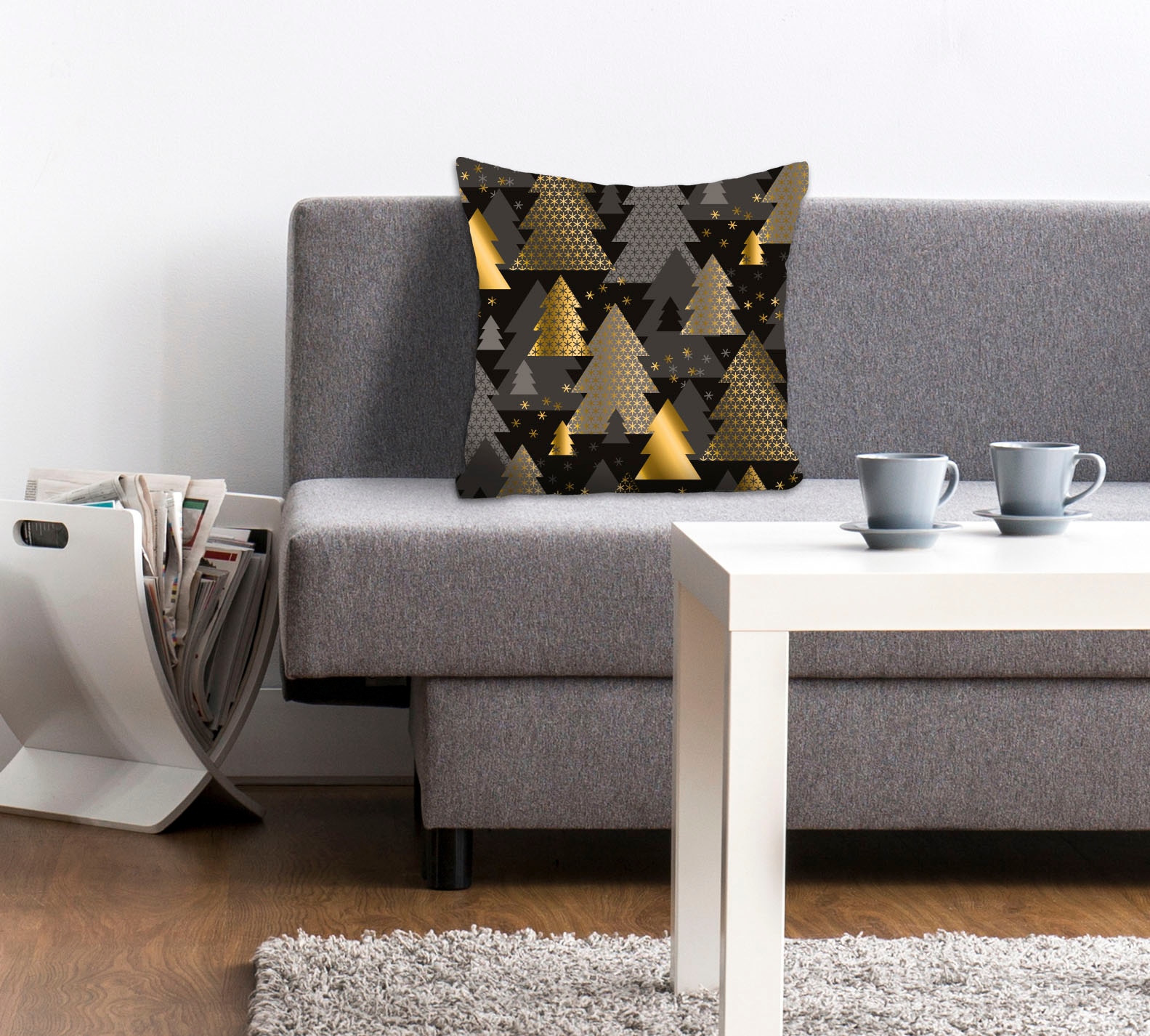 queence Dekokissen "Tatja" Kissenhülle,Tannenbäume,Golden,Weihnachten,Festl günstig online kaufen