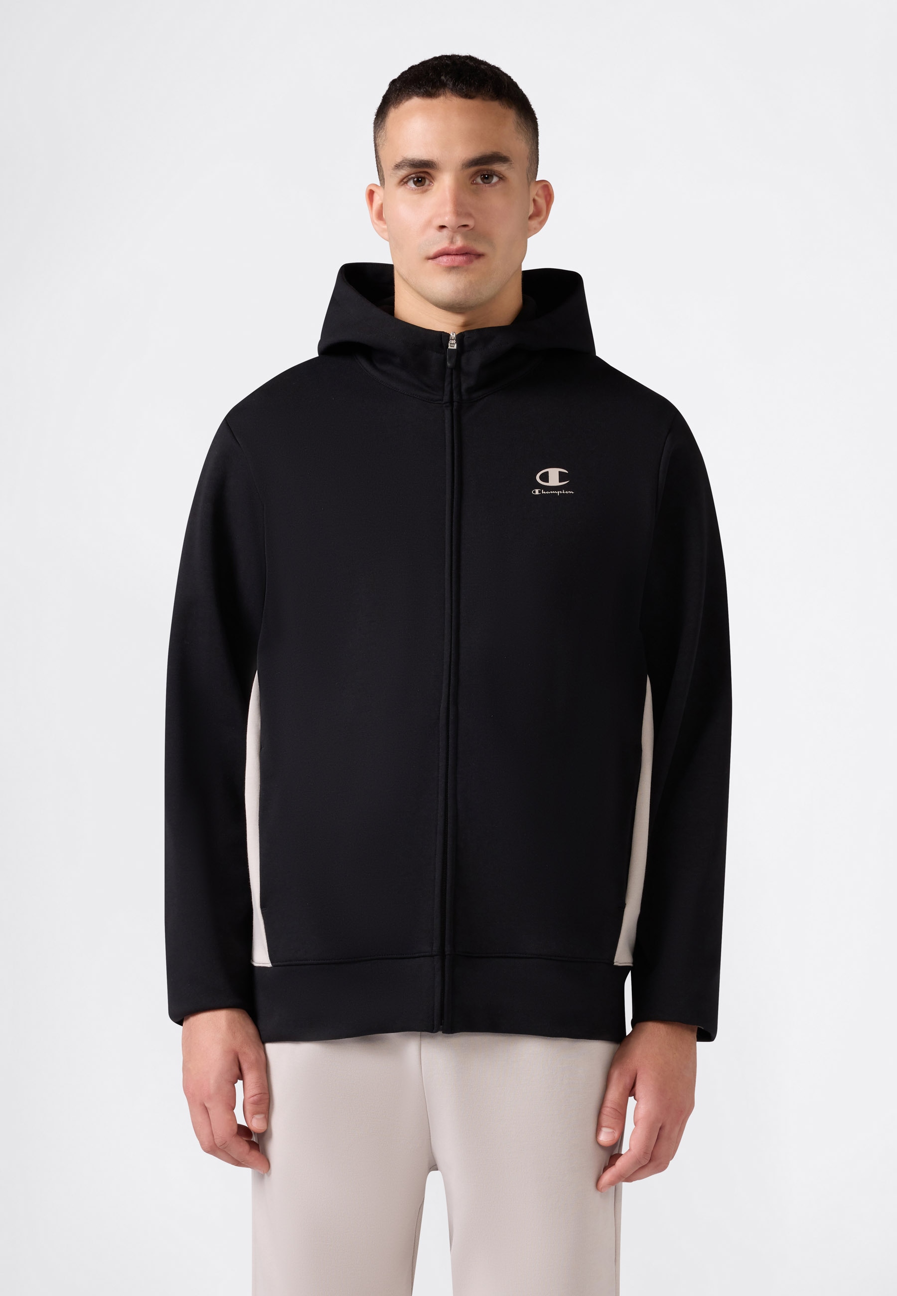 Champion Sweatjacke mit Kapuze, formstabile Optik, aus Baumwollmischung