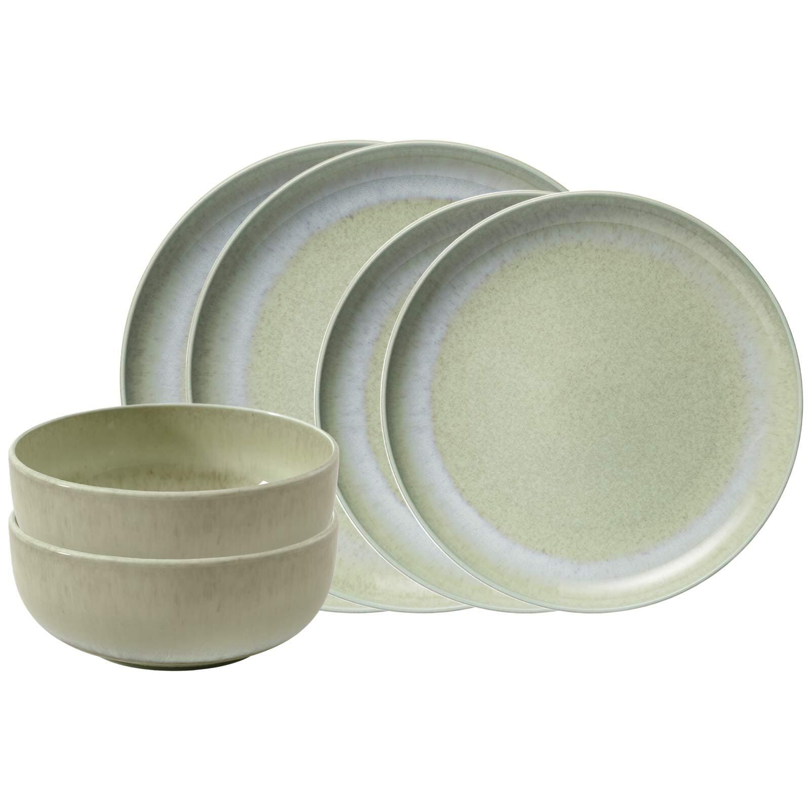 like. by Villeroy & Boch Geschirr-Set "Basic-Set Perlemor Alga 6er Set grün" Spülmaschinengeeignet, Mikrowellenfest, Ofenfest