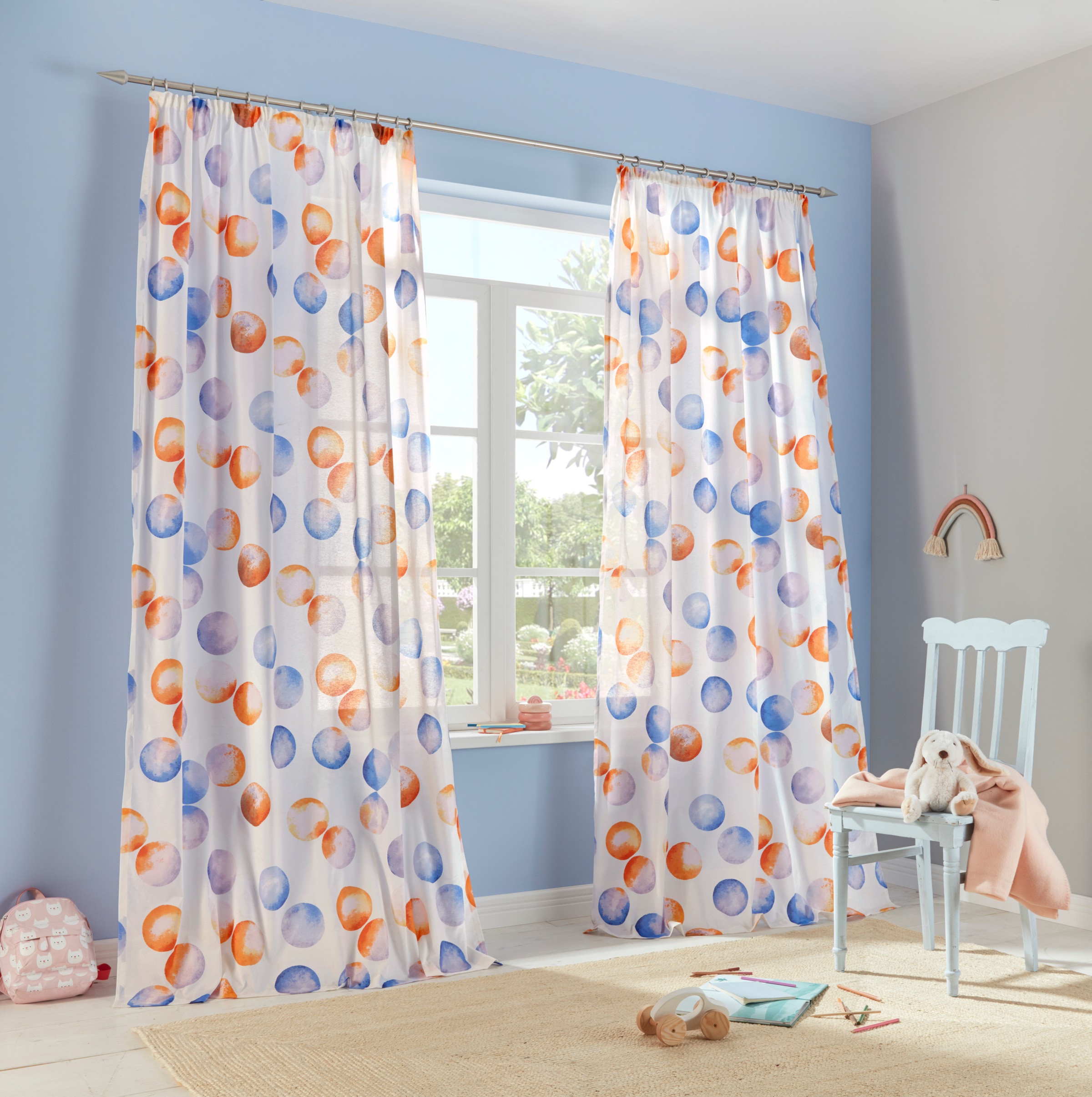 Lüttenhütt Gardine "Kreise" Kräuselband 1 Stk. tlg. einseitig mit bunten Kr günstig online kaufen