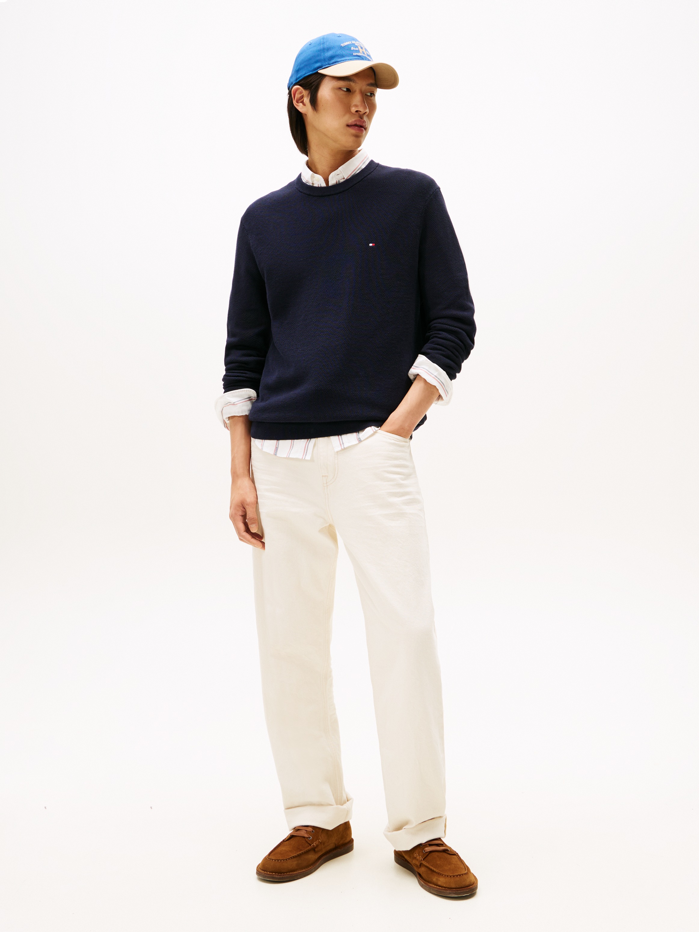 Thumbnail - Tommy Hilfiger Rundhalspullover "ESSENTIAL STRUCTURE CREW NECK mit Struktur und Label" unifarben, casual, regular fit, B...